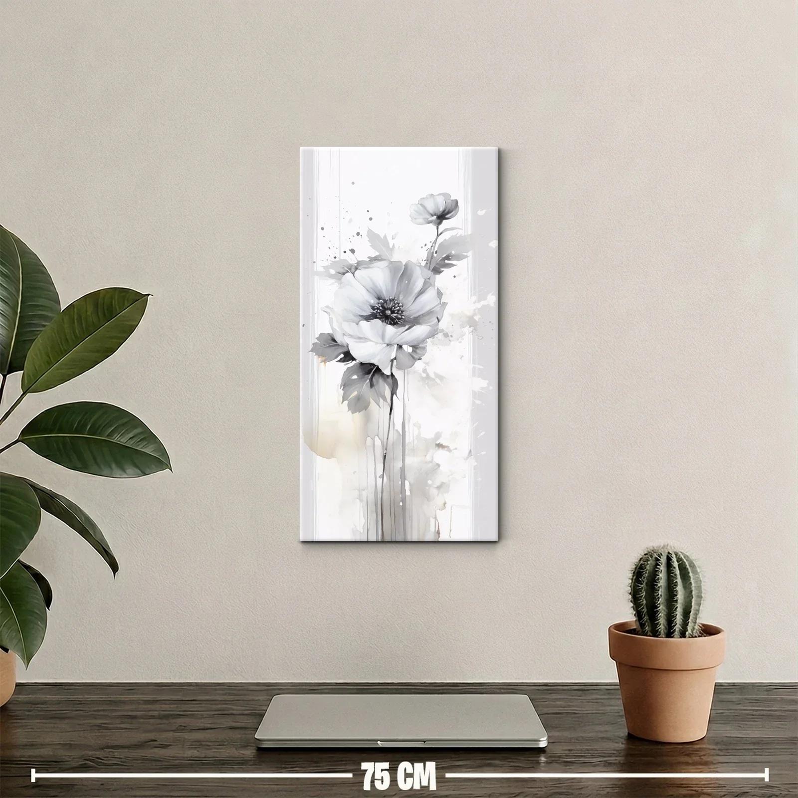 Cuadro flor de anémona blanca con goteos acuarelados — miniatura 2