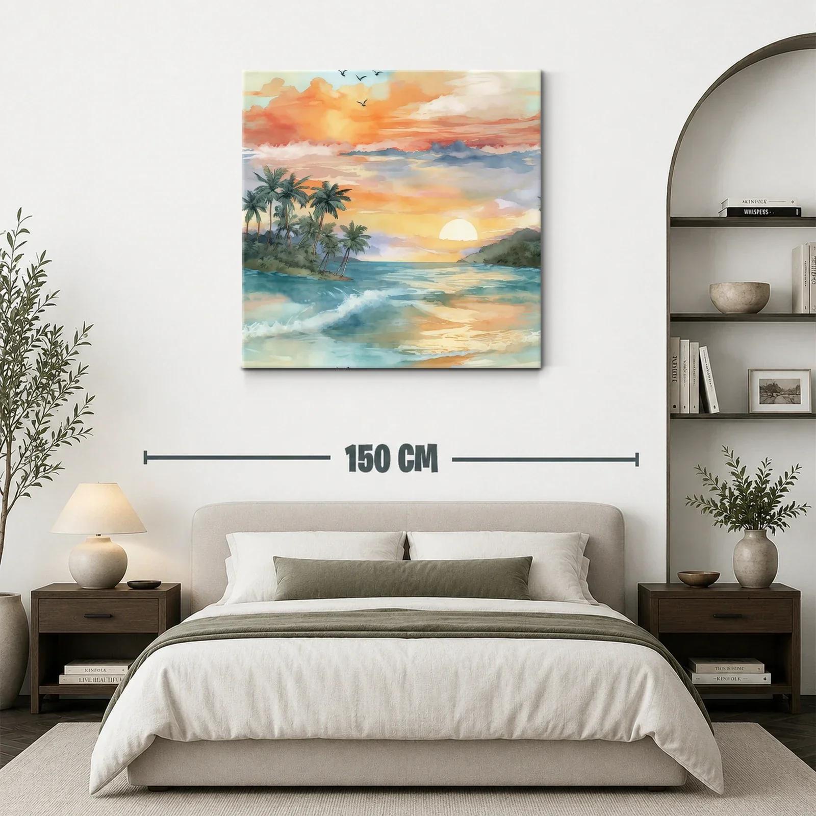 Atardecer tropical con palmeras y mar en calma — miniatura 3