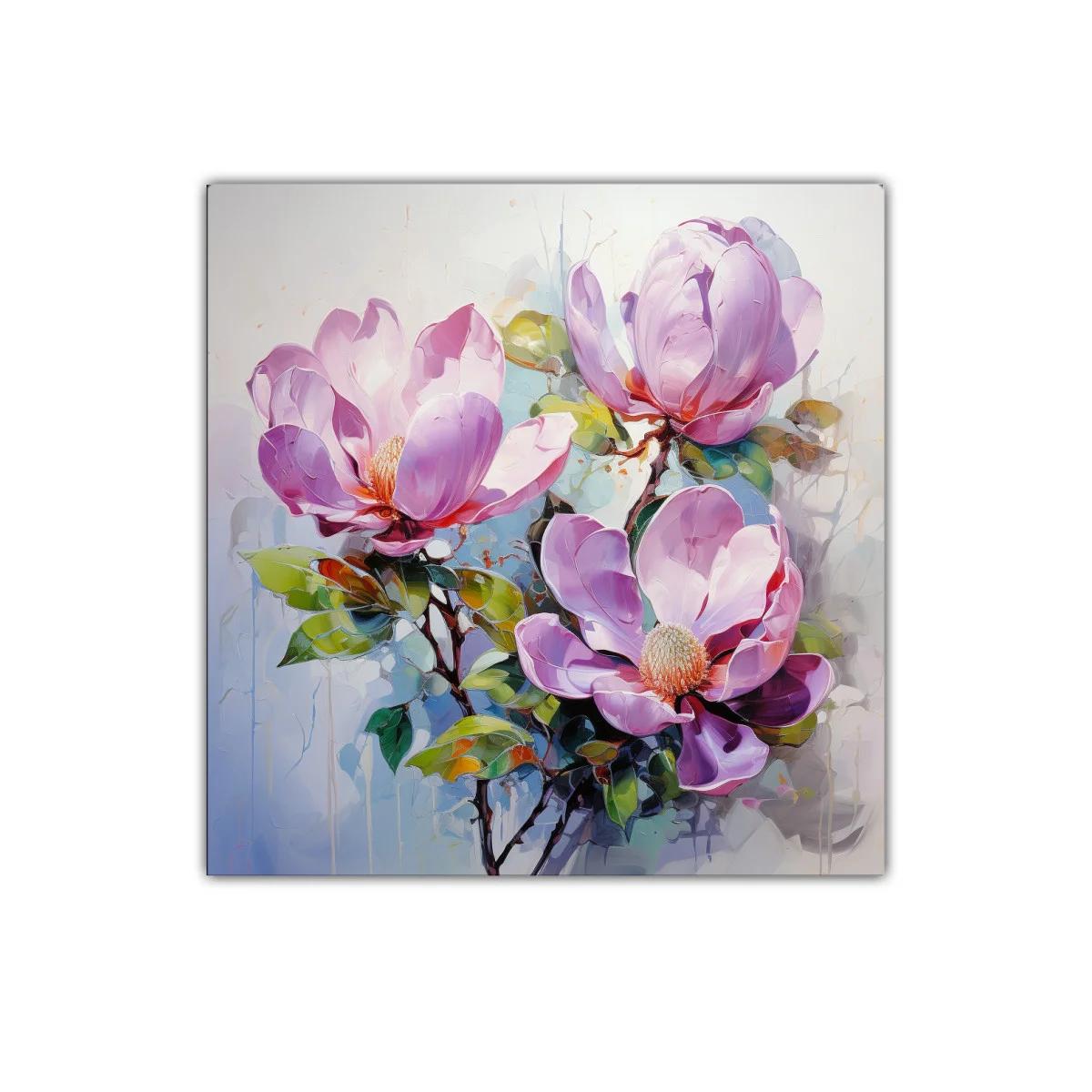 Cuadro decorativo con delicadas flores lilas y verdes — imagen principal