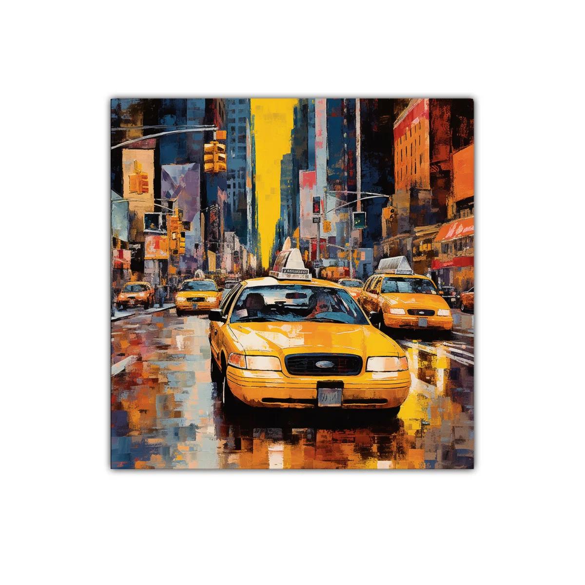 Vibrante escena urbana con taxis amarillos en ciudad — imagen principal