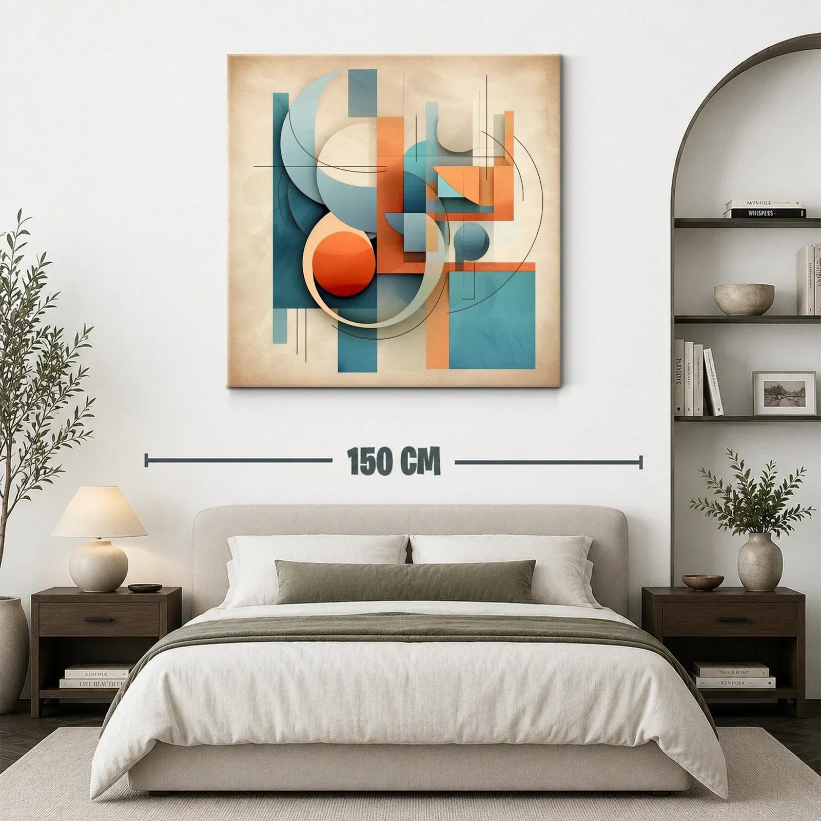 Composición abstracta con formas geométricas en tonos cálidos y fríos — miniatura 3