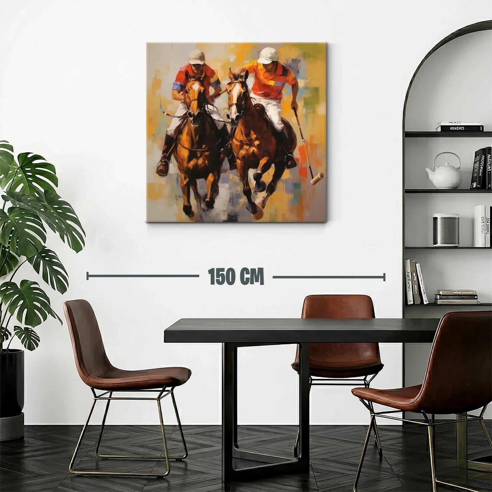 Cuadro dinámico de jugadores de polo en acción vibrante — miniatura 2