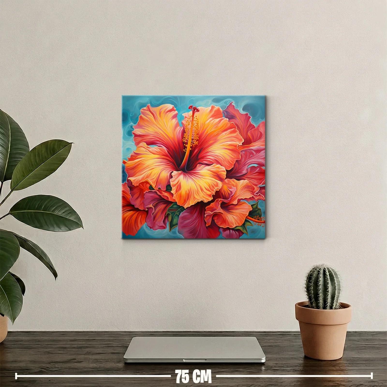 Cuadro vibrante con flor tropical en tonos cálidos — miniatura 2