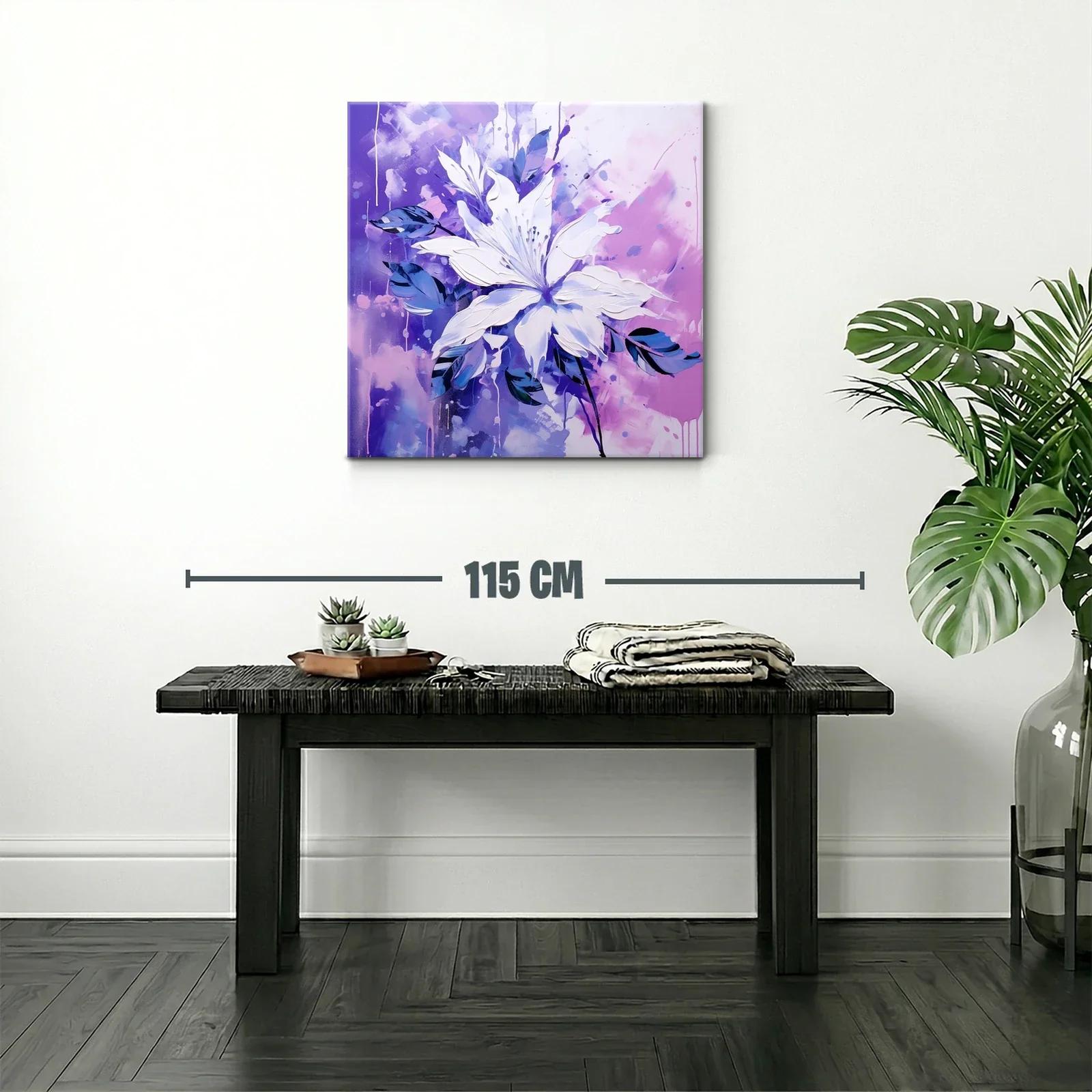 Flor blanca sobre fondo vibrante en tonos violetas y azules — miniatura 2