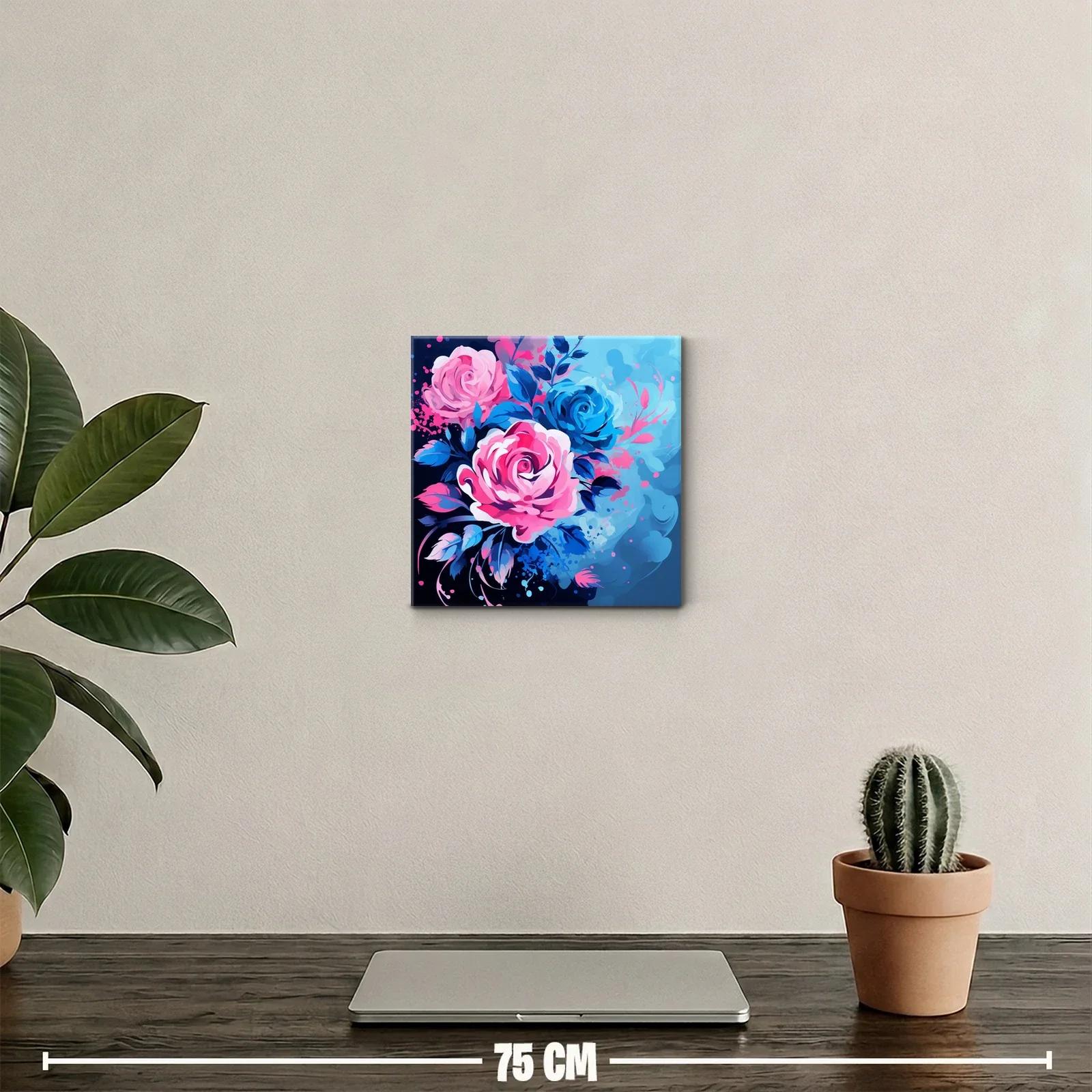 Rosas vibrantes en tonos azul y rosa para decoración moderna — miniatura 2