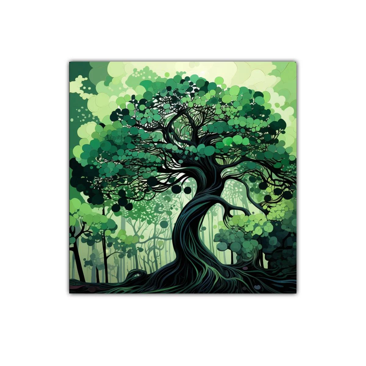 Árbol en Verde con Movimiento y Detalles Abstractos — imagen principal