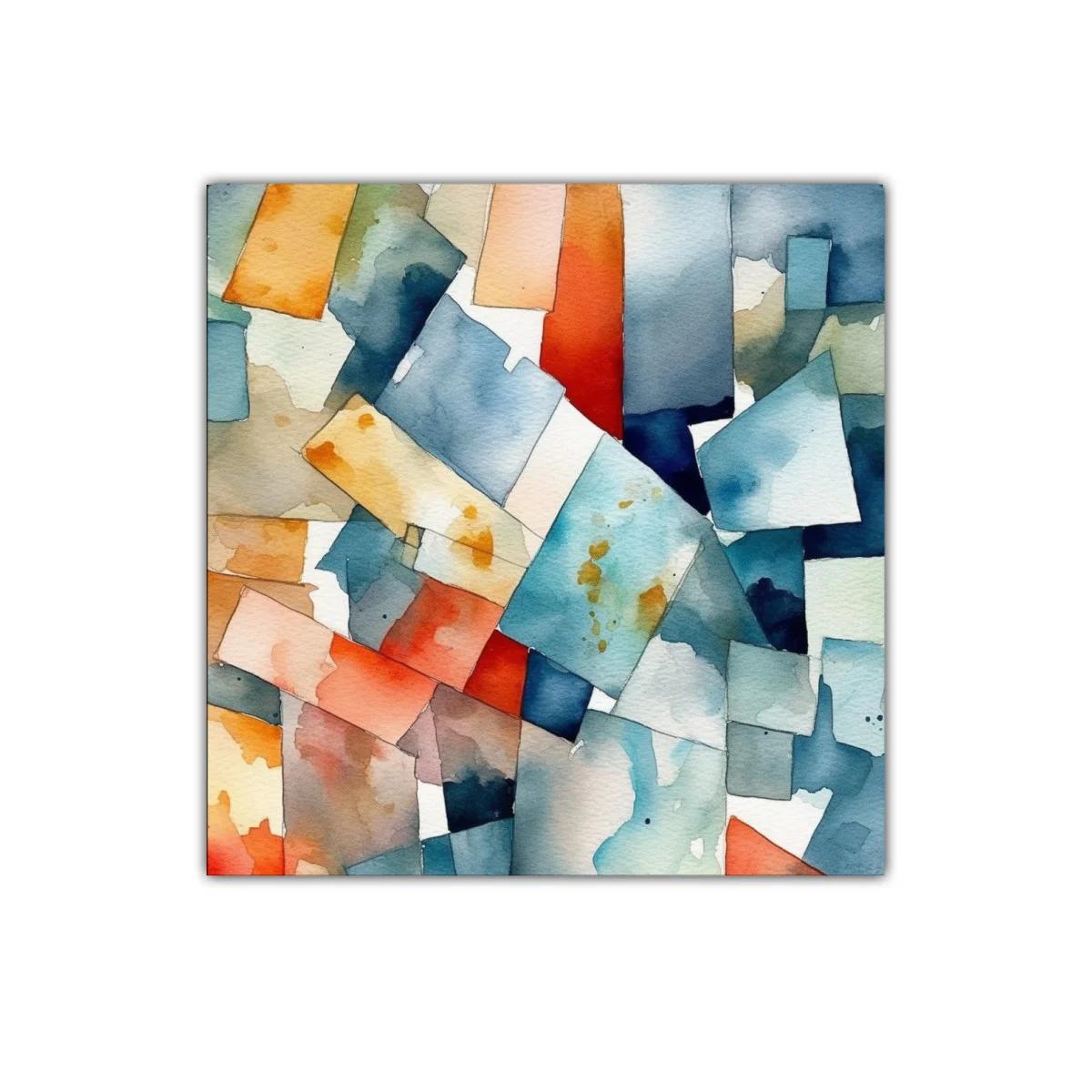 Composición abstracta con tonos cálidos y fríos vibrantes