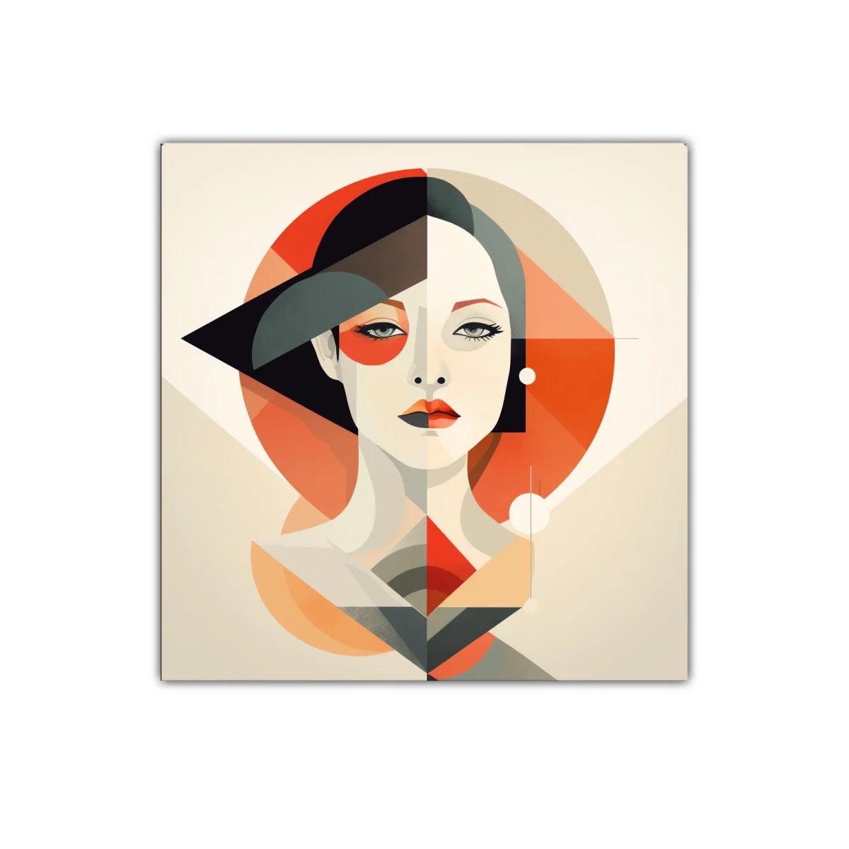 Retrato geométrico de mujer con estilo moderno y audaz