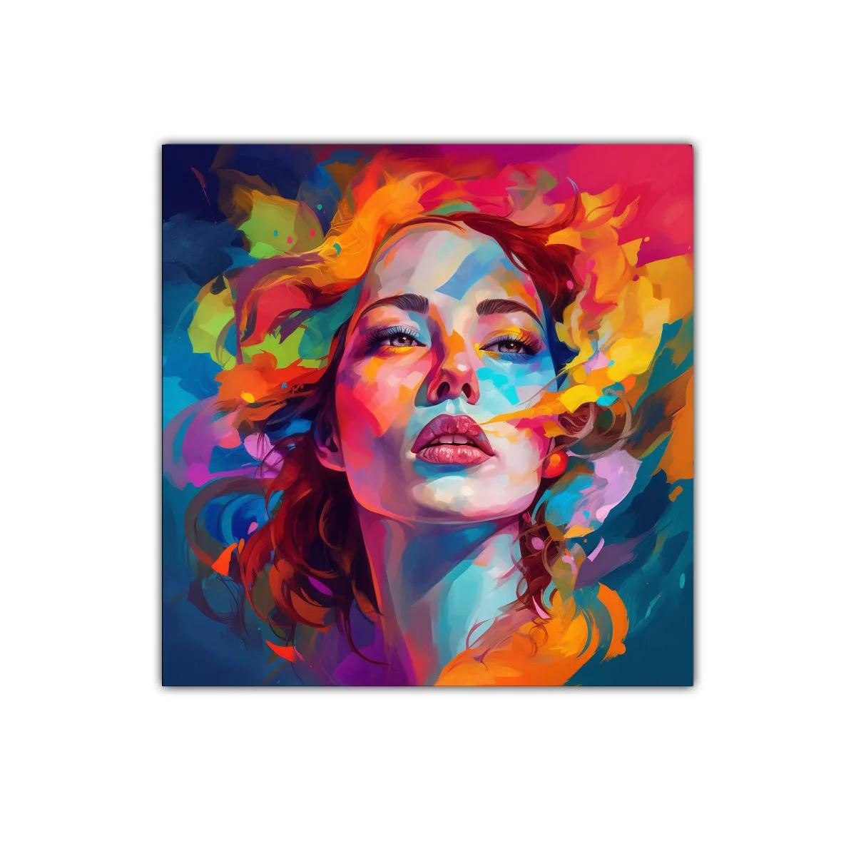 Retrato femenino vibrante con explosión de color