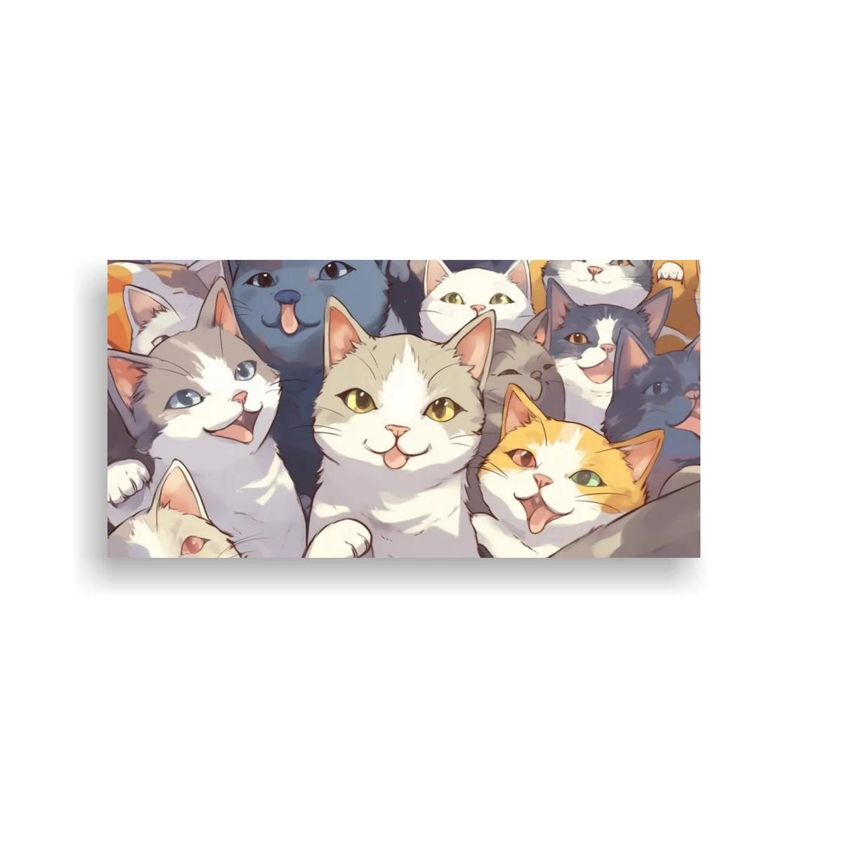 Cuadro grupo de gatos sonrientes con patas delanteras visibles