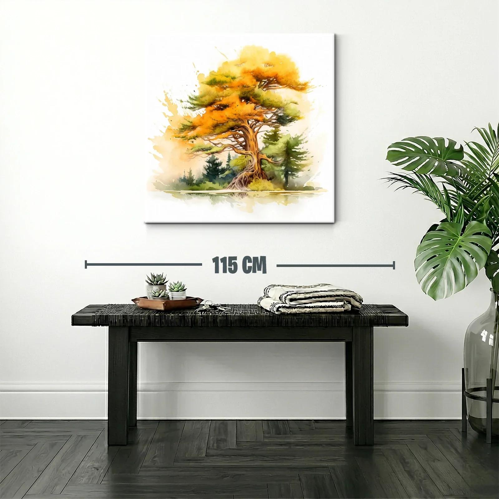 Árbol otoñal con tonos cálidos y verdes vibrantes — miniatura 2