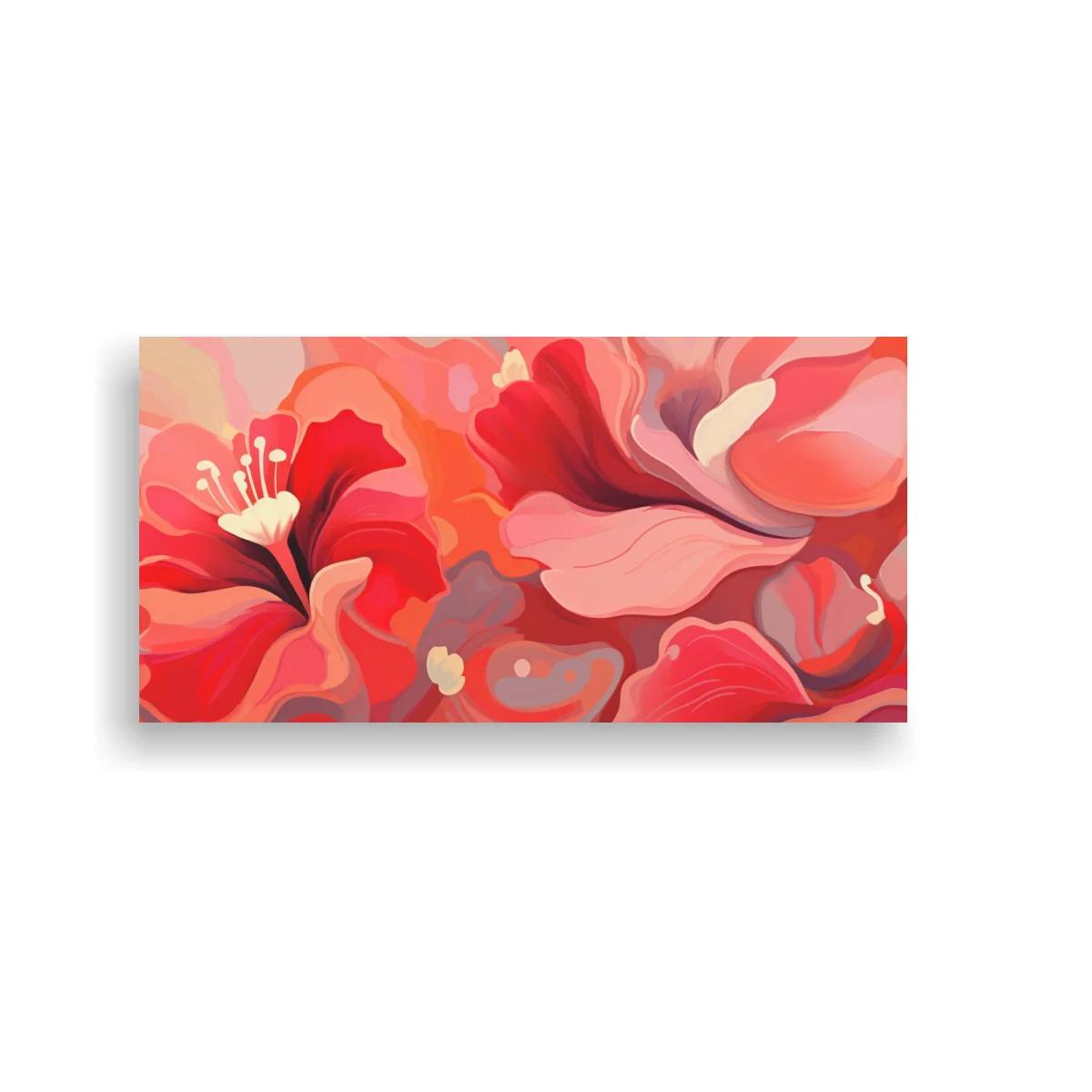 Cuadro amapolas rojas y rosadas con pétalos superpuestos