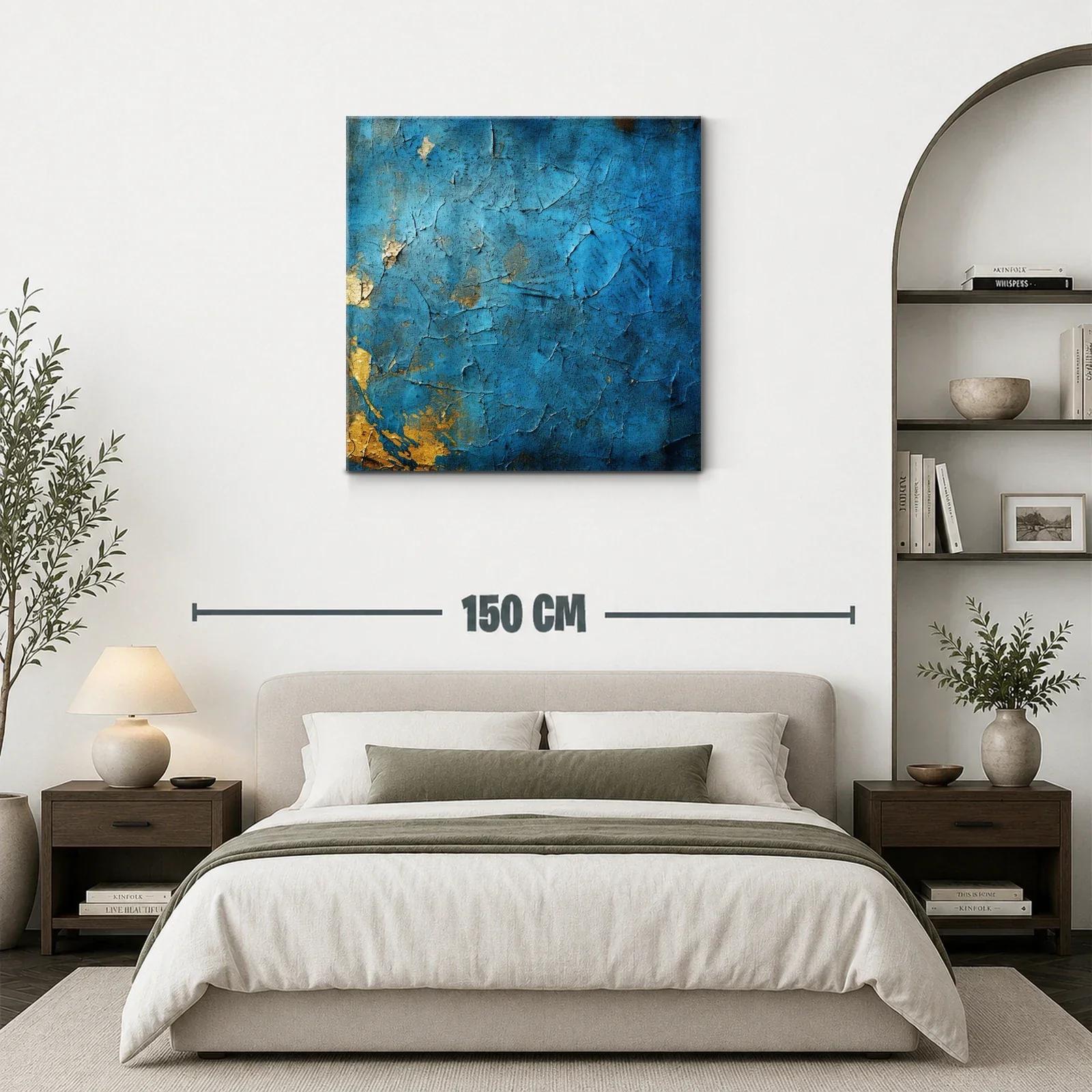 Arte abstracto en textura azul con detalles dorados — miniatura 3