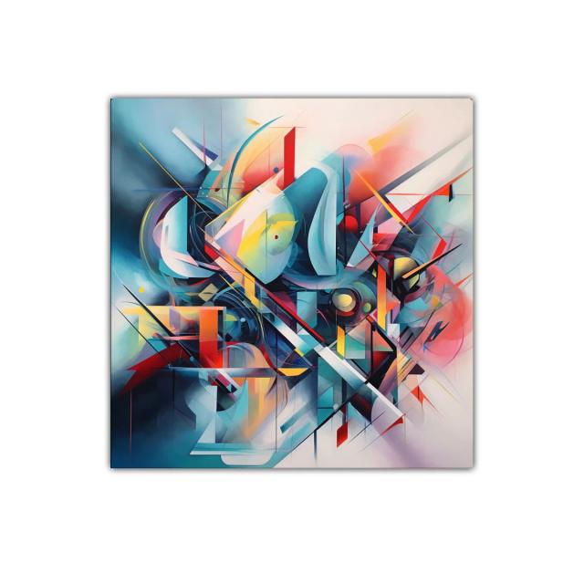 Composición dinámica con formas y colores vibrantes