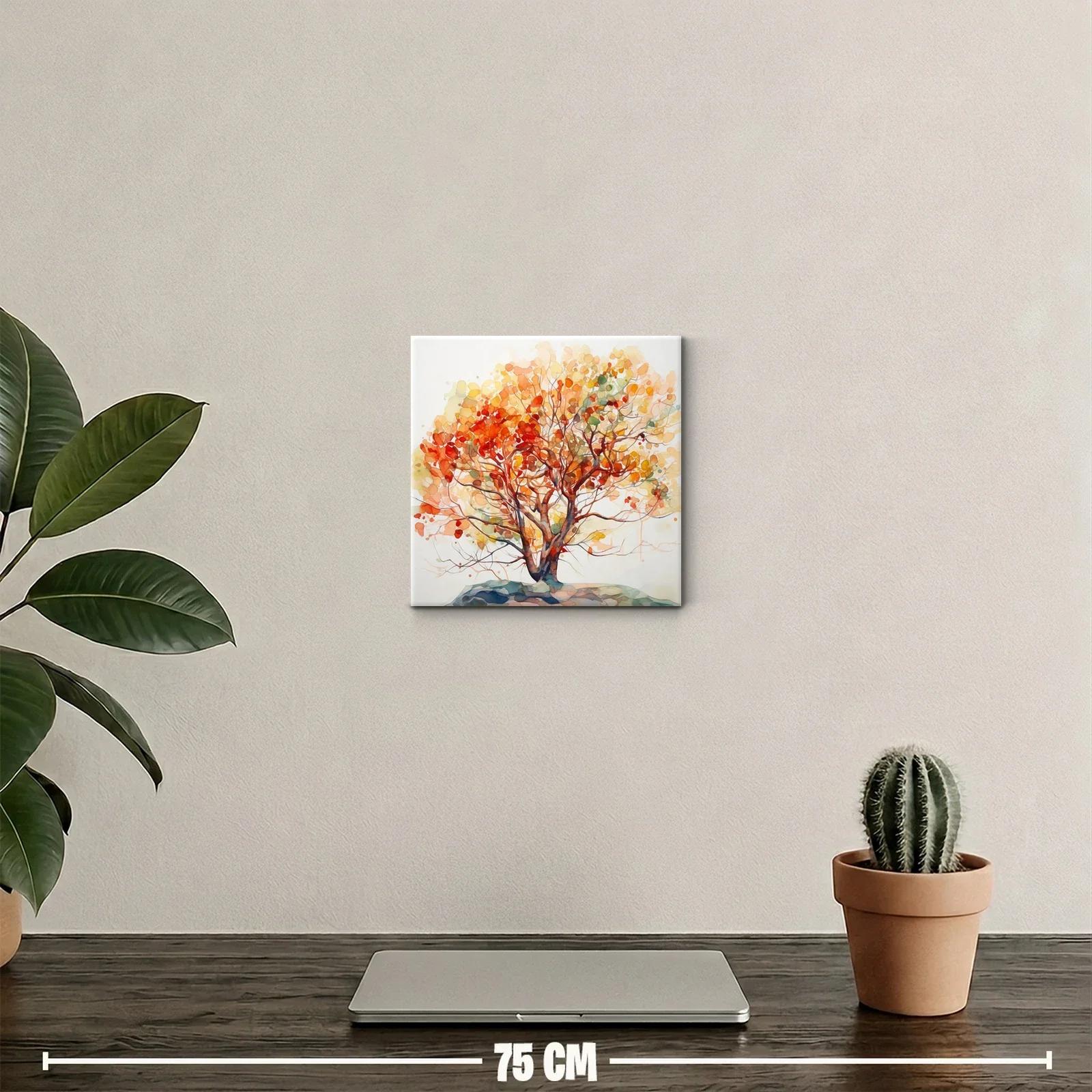 Árbol otoñal con cálidos tonos anaranjados y rojos vibrantes — miniatura 2