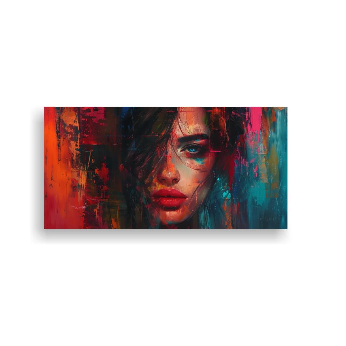 Cuadro rostro de mujer con un ojo visible y trazos expresivos