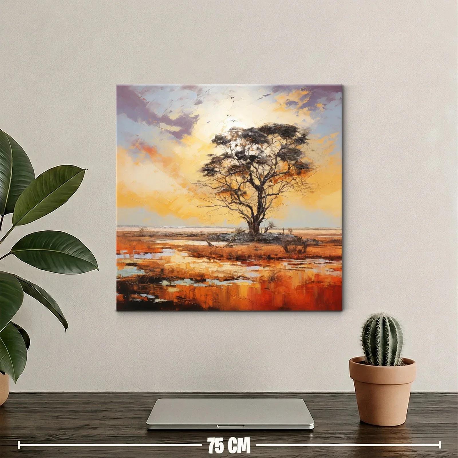 Solitaria silueta de árbol al atardecer en paisaje abierto — miniatura 2