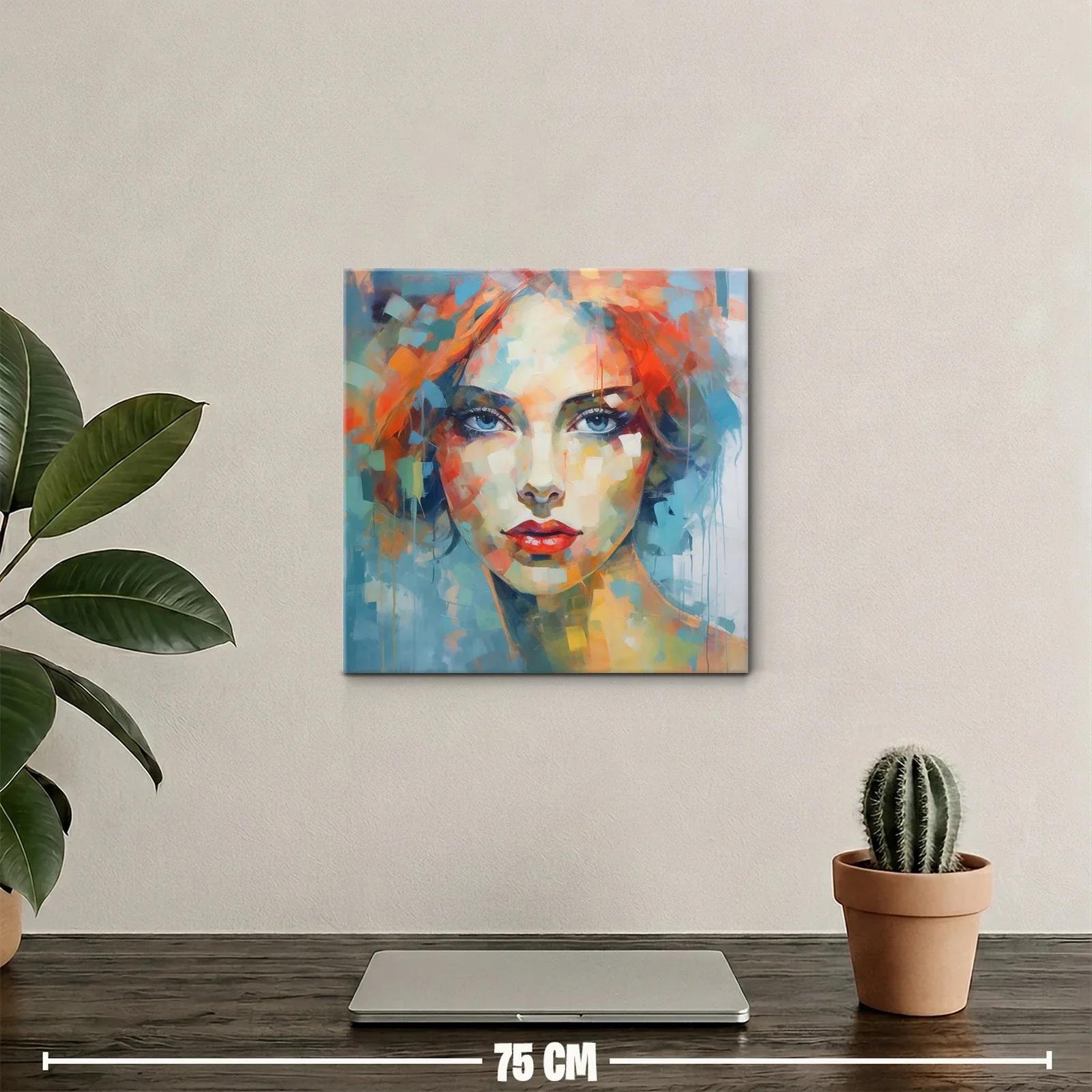 Retrato abstracto femenino con vibrantes tonos cálidos y fríos — miniatura 2