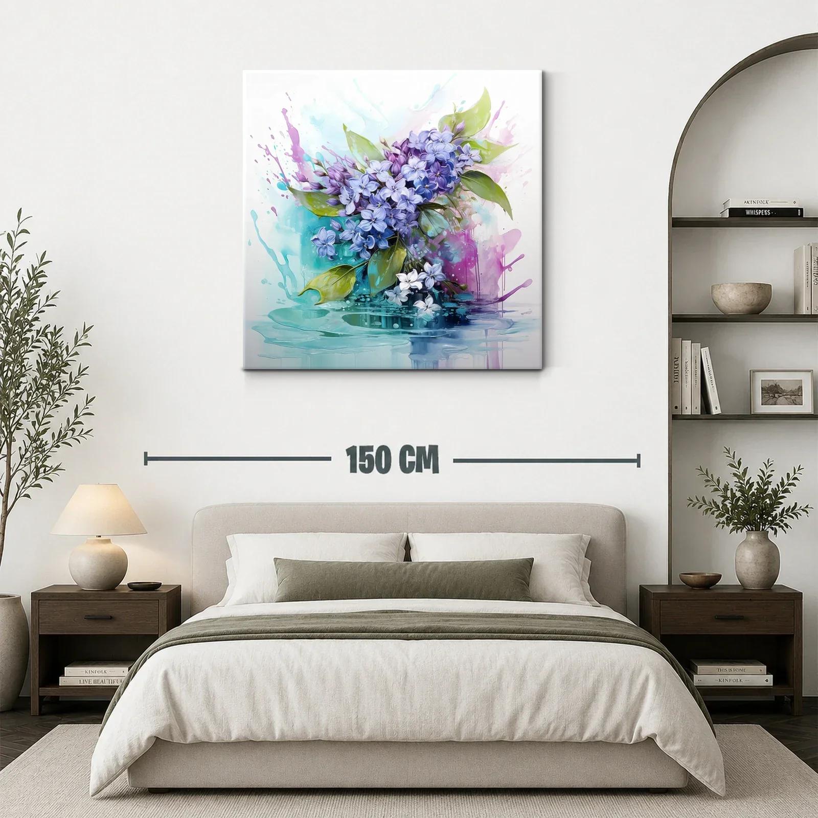 Cuadro floral con lilas y tonos acuarelados suaves — miniatura 3