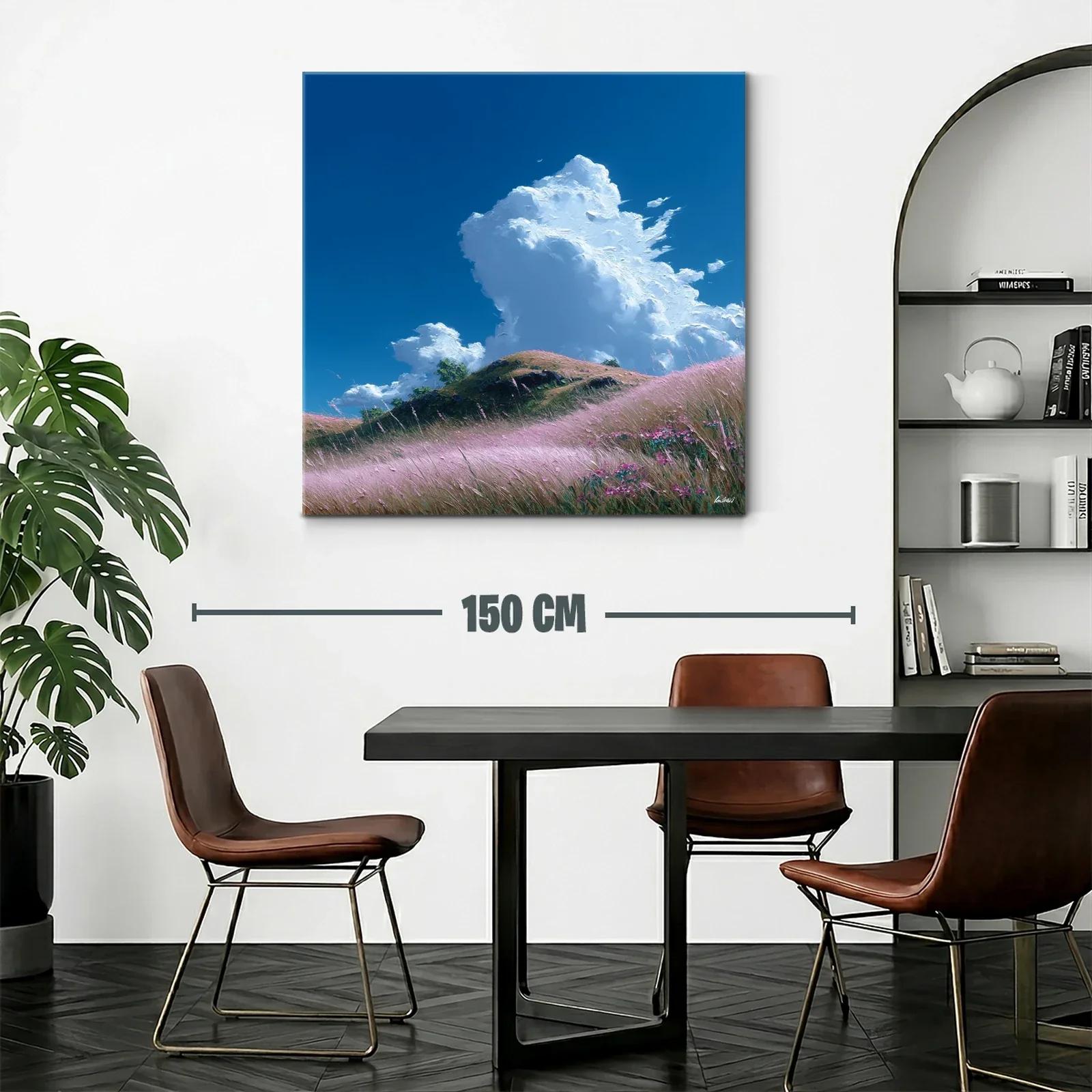 Paisaje sereno con pradera y nubes blancas en cielo azul — miniatura 2