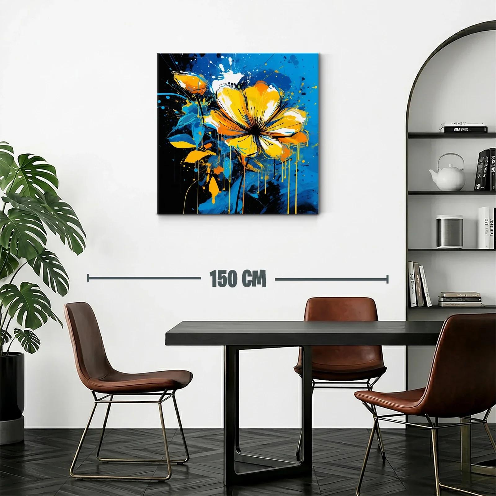 Flor vibrante en tonos amarillos y azules dinámicos — miniatura 2