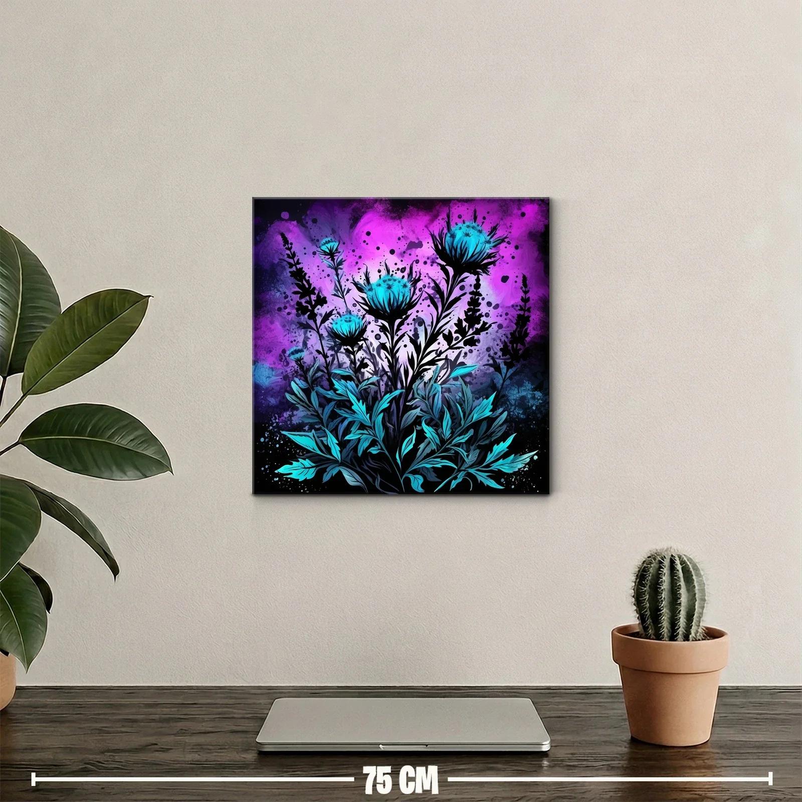 Composición floral con contrastes vibrantes y fondo psicodélico — miniatura 2