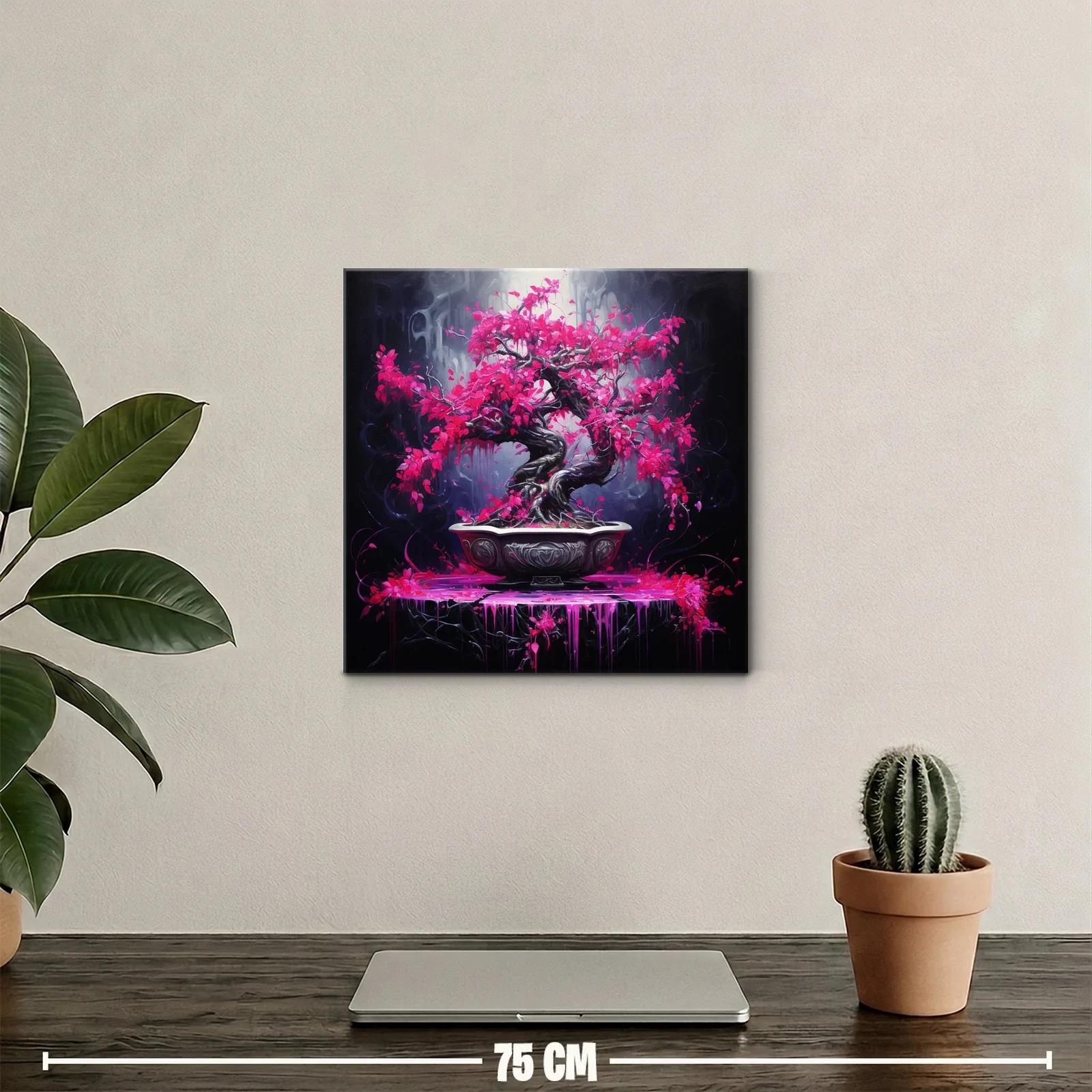 Bonsái vibrante con hojas fucsias en contraste oscuro — miniatura 2