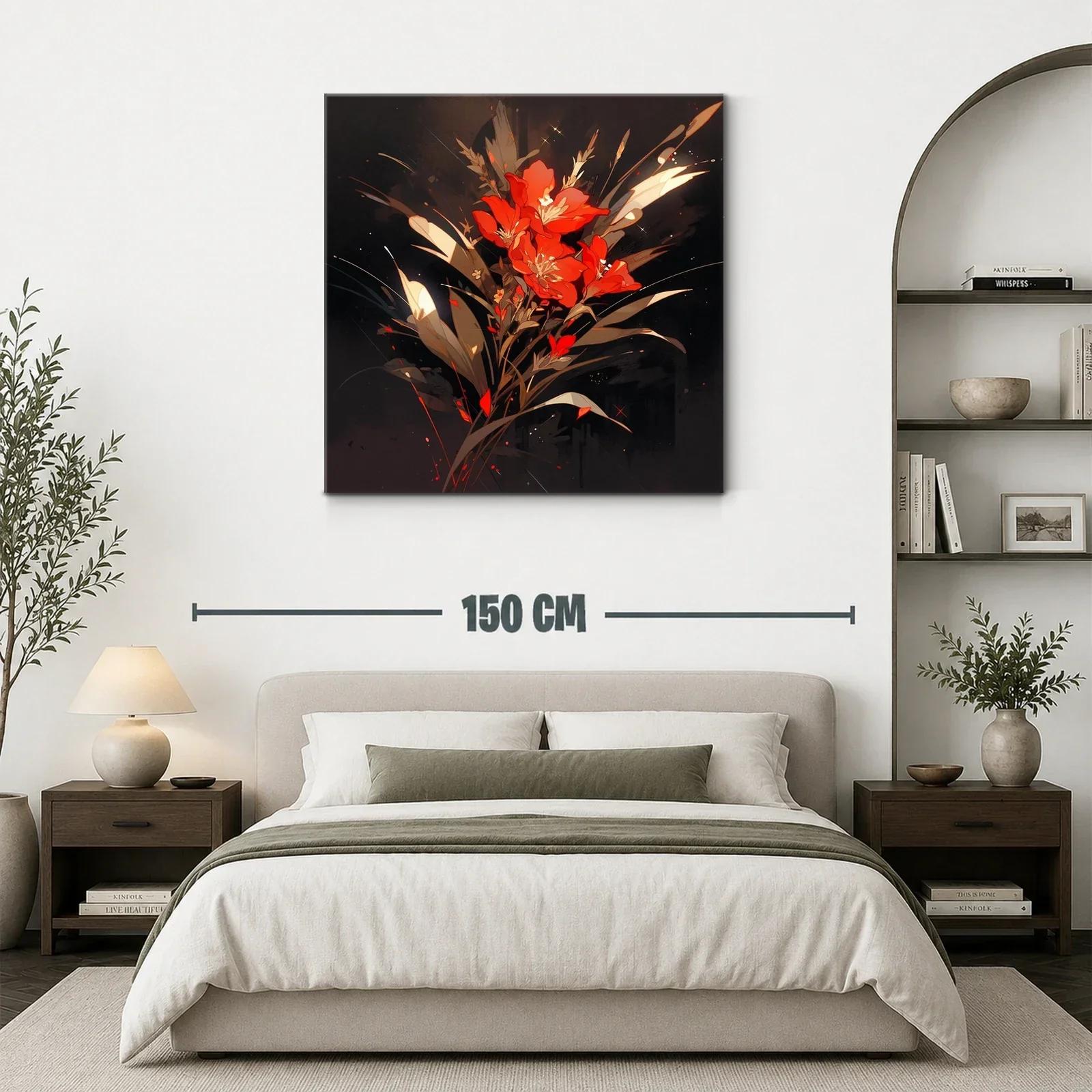 Ramo vibrante de flores rojas con fondo oscuro elegante — miniatura 3