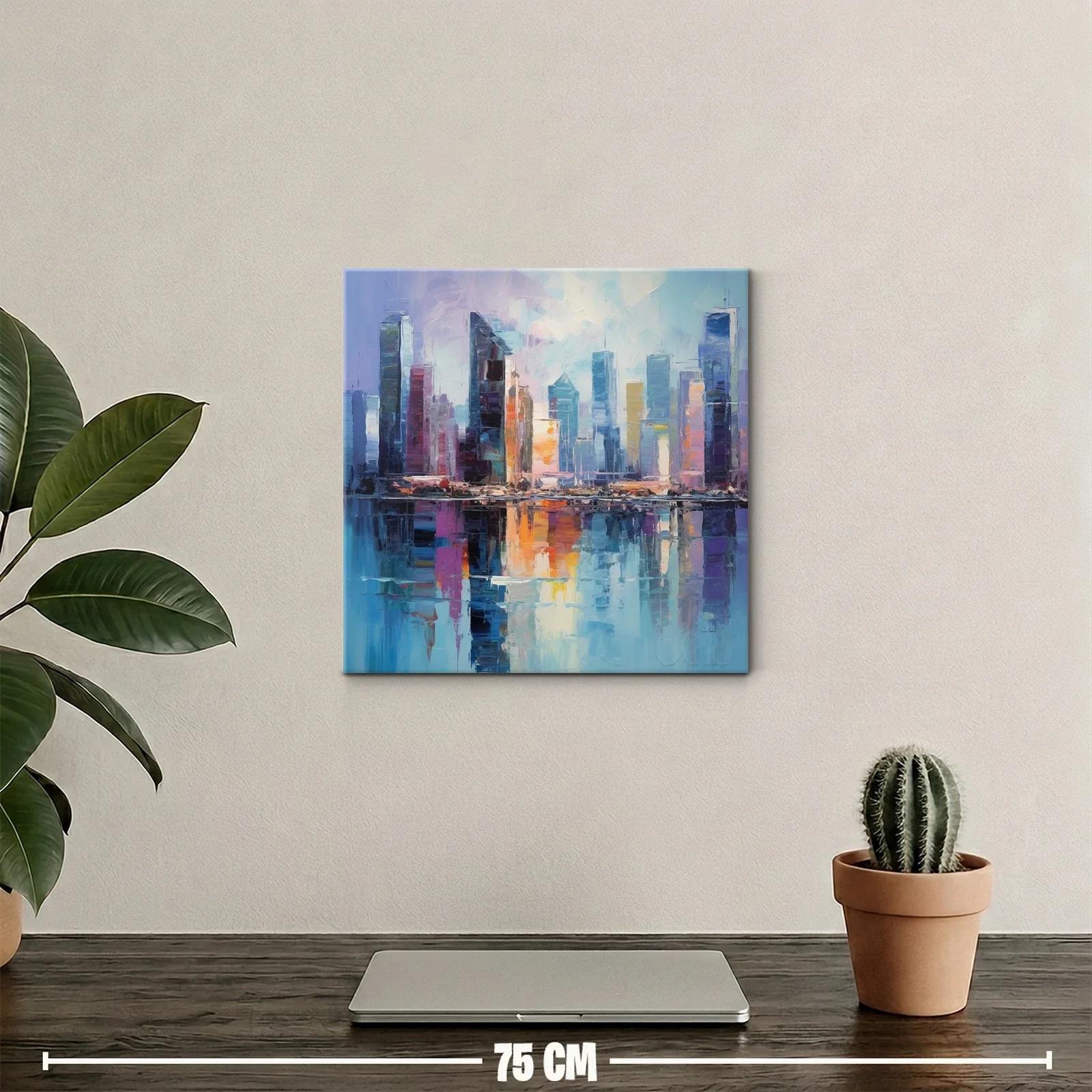 Paisaje urbano con reflejos vibrantes en la ciudad — miniatura 2
