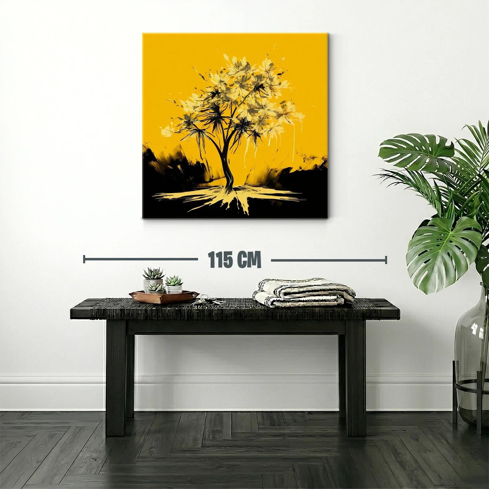 Árbol abstracto con flores amarillas sobre fondo vibrante — miniatura 2