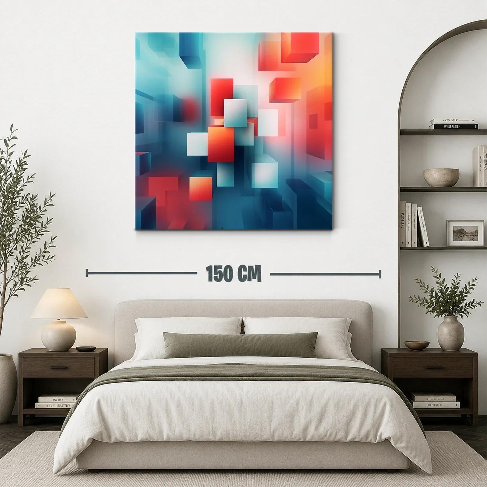 Composición Abstracta con Cubos en Tonos Azul y Rojo — miniatura 3