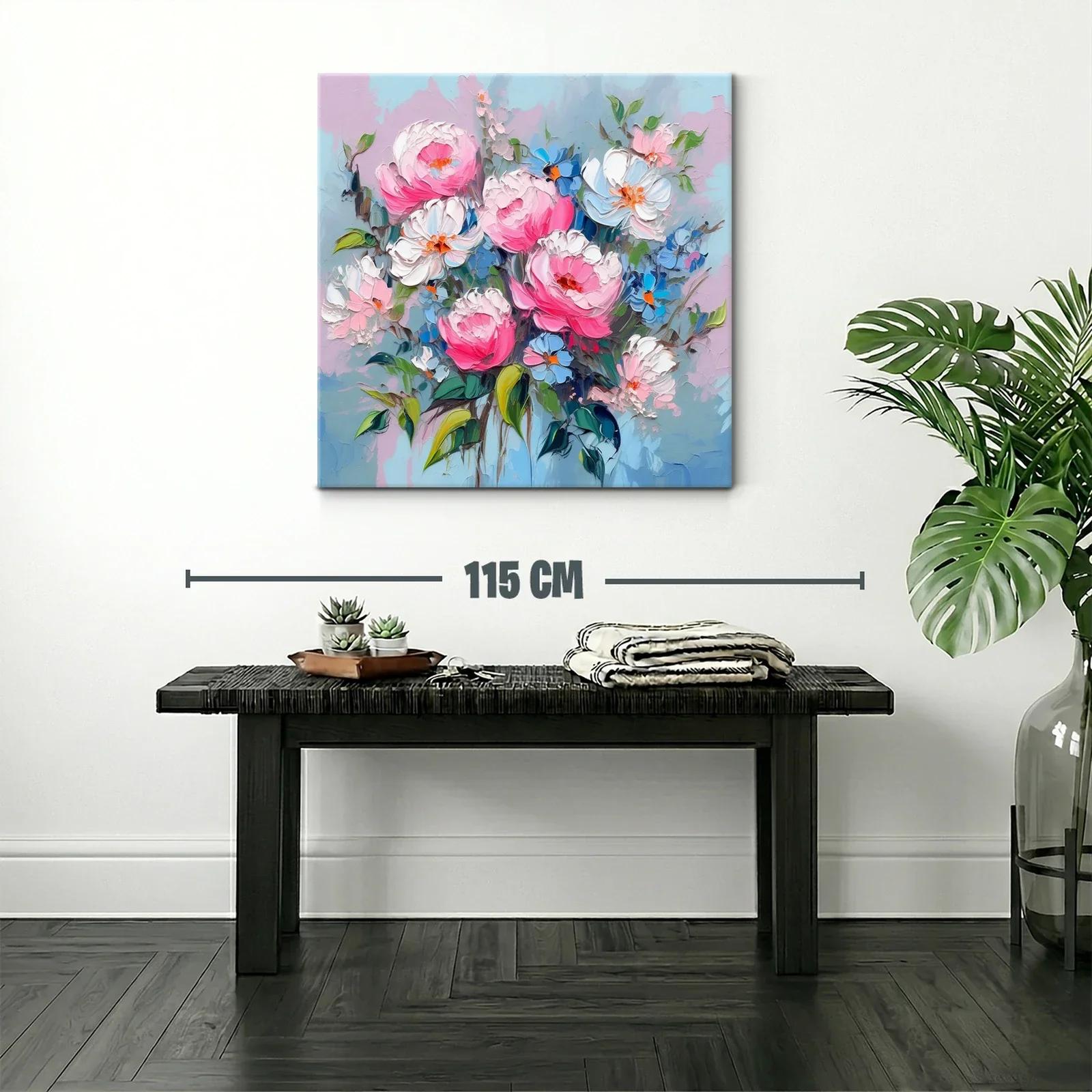 Lienzo con flores en tonos rosados y azules relajantes — miniatura 2