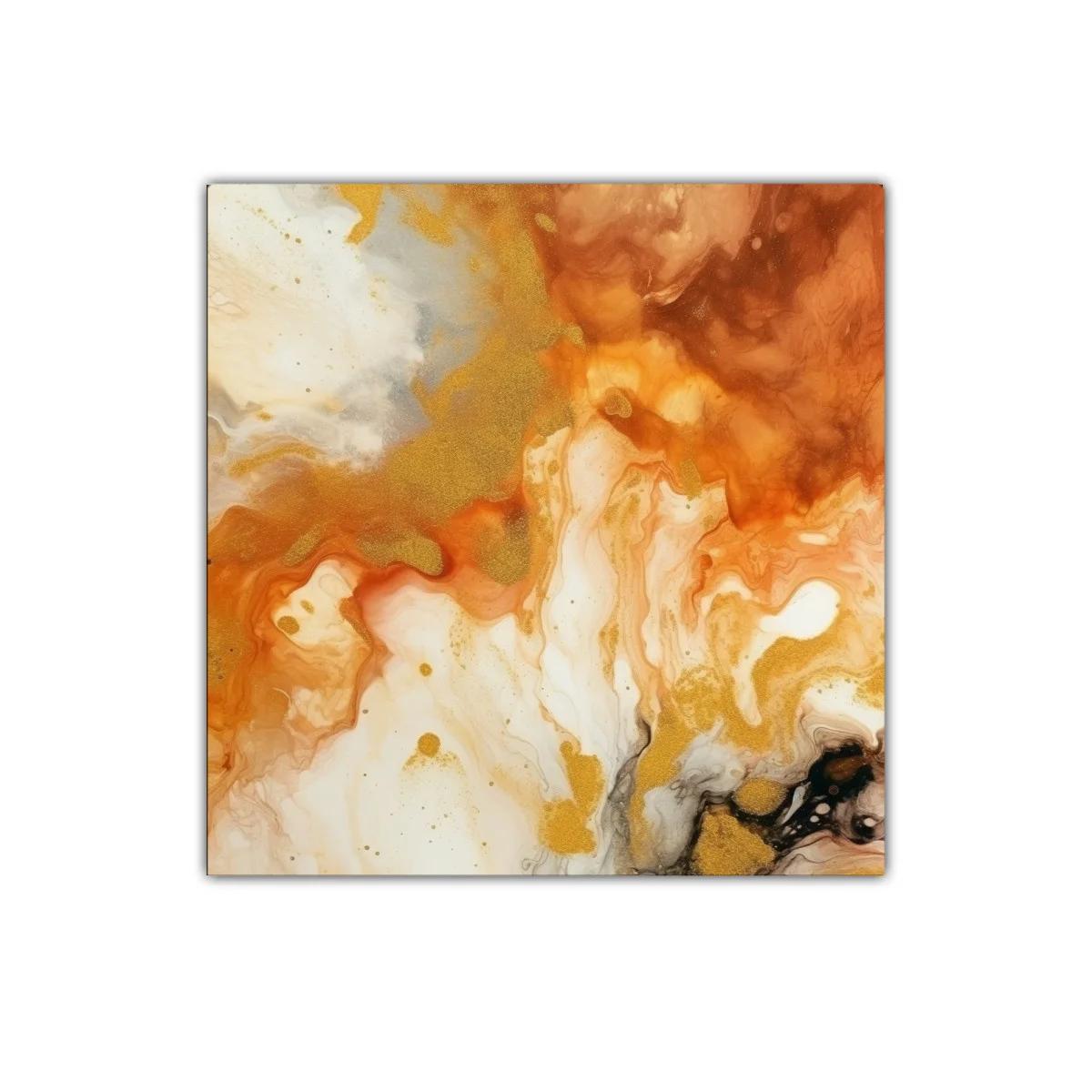 Cuadro abstracto con tonos cálidos y dorados — imagen principal