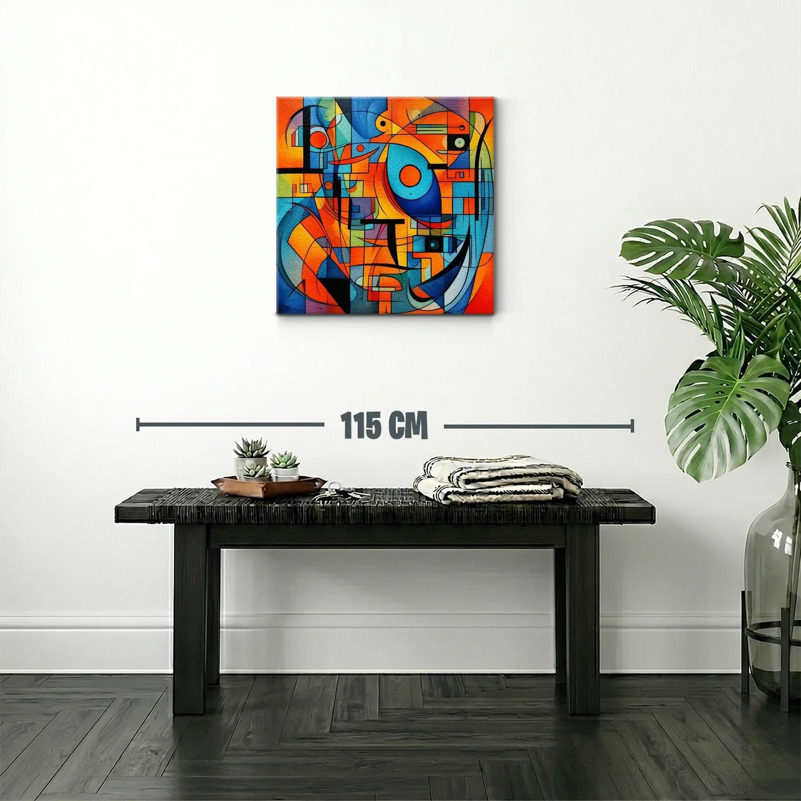 Composición abstracta en tonos cálidos y fríos vibrantes — miniatura 2