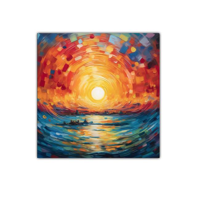 Explosión de color en bello atardecer sobre el mar