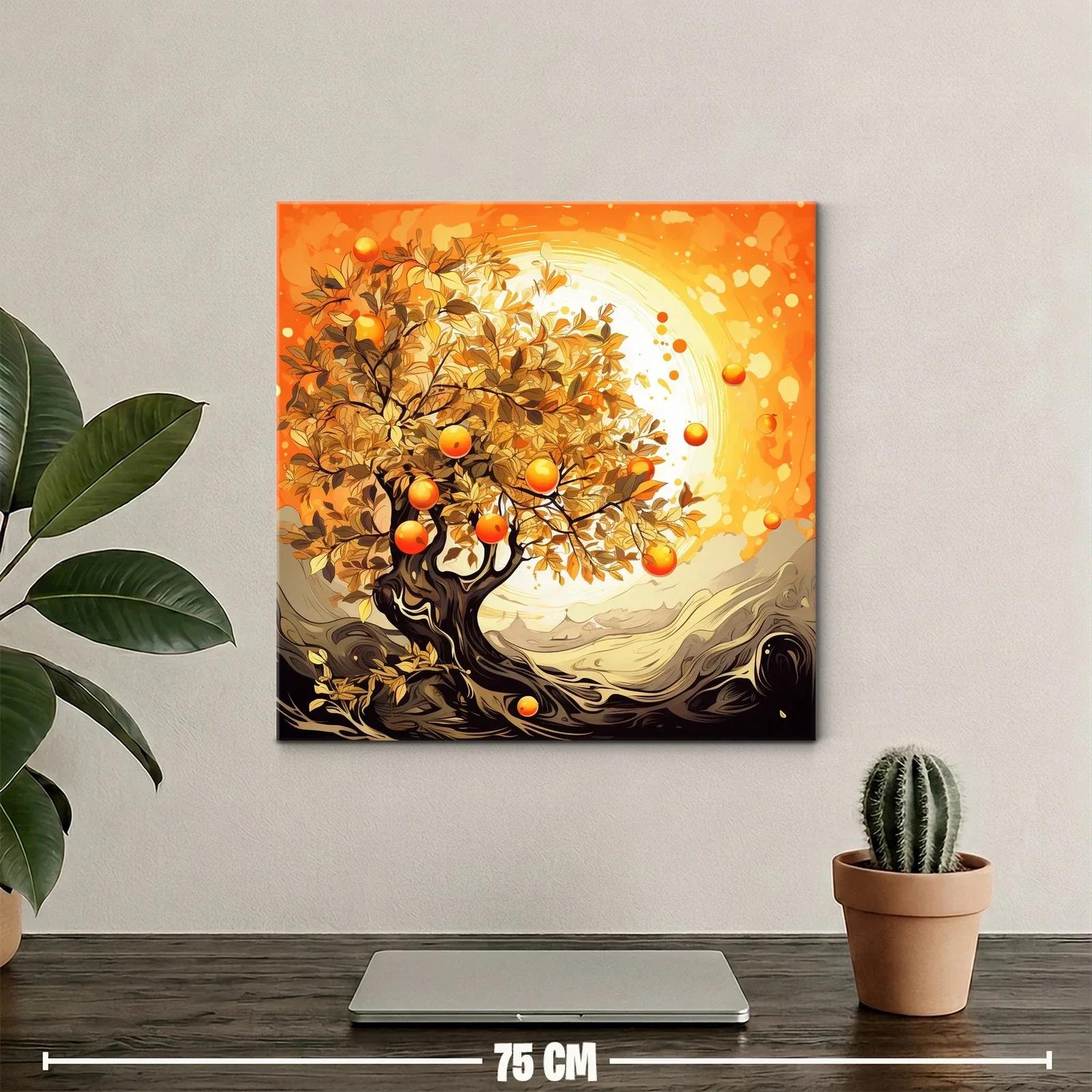 Árbol frutal vibrante con tonos cálidos y dorados — miniatura 2