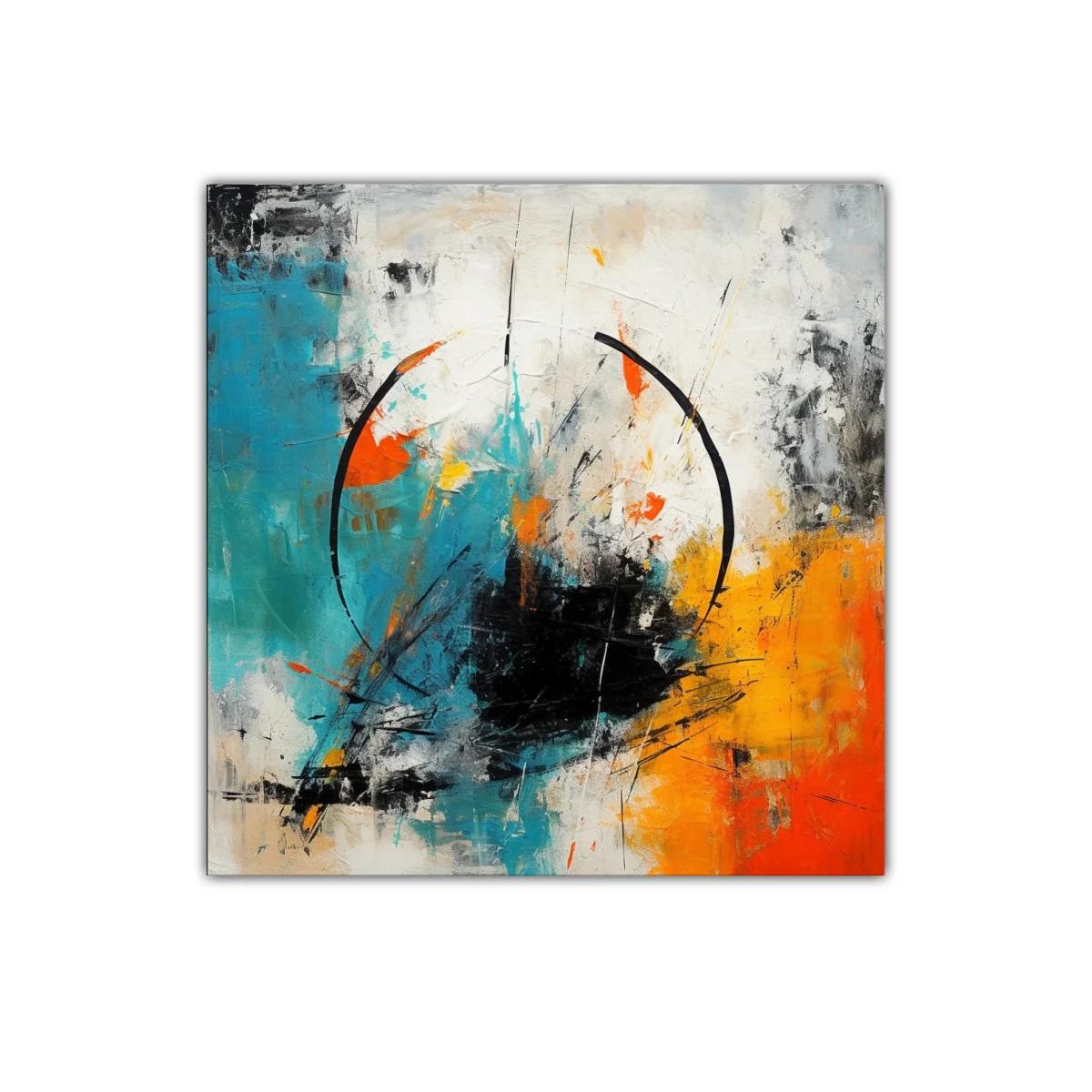 Cuadro abstracto con formas circulares y vibrantes colores — miniatura 1