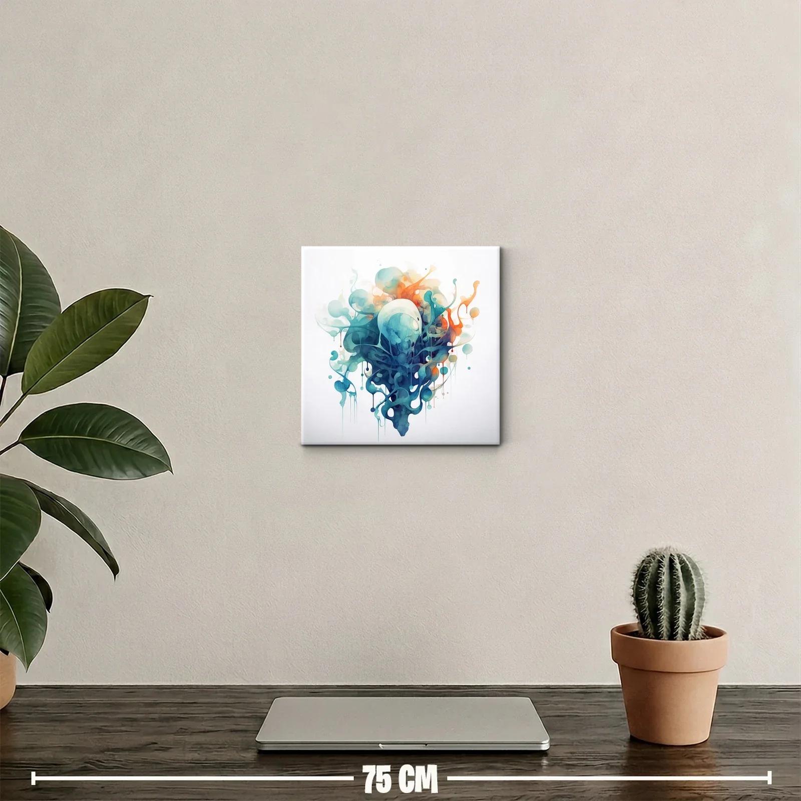 Composición abstracta con formas fluidas y tonos cálidos y fríos — miniatura 2