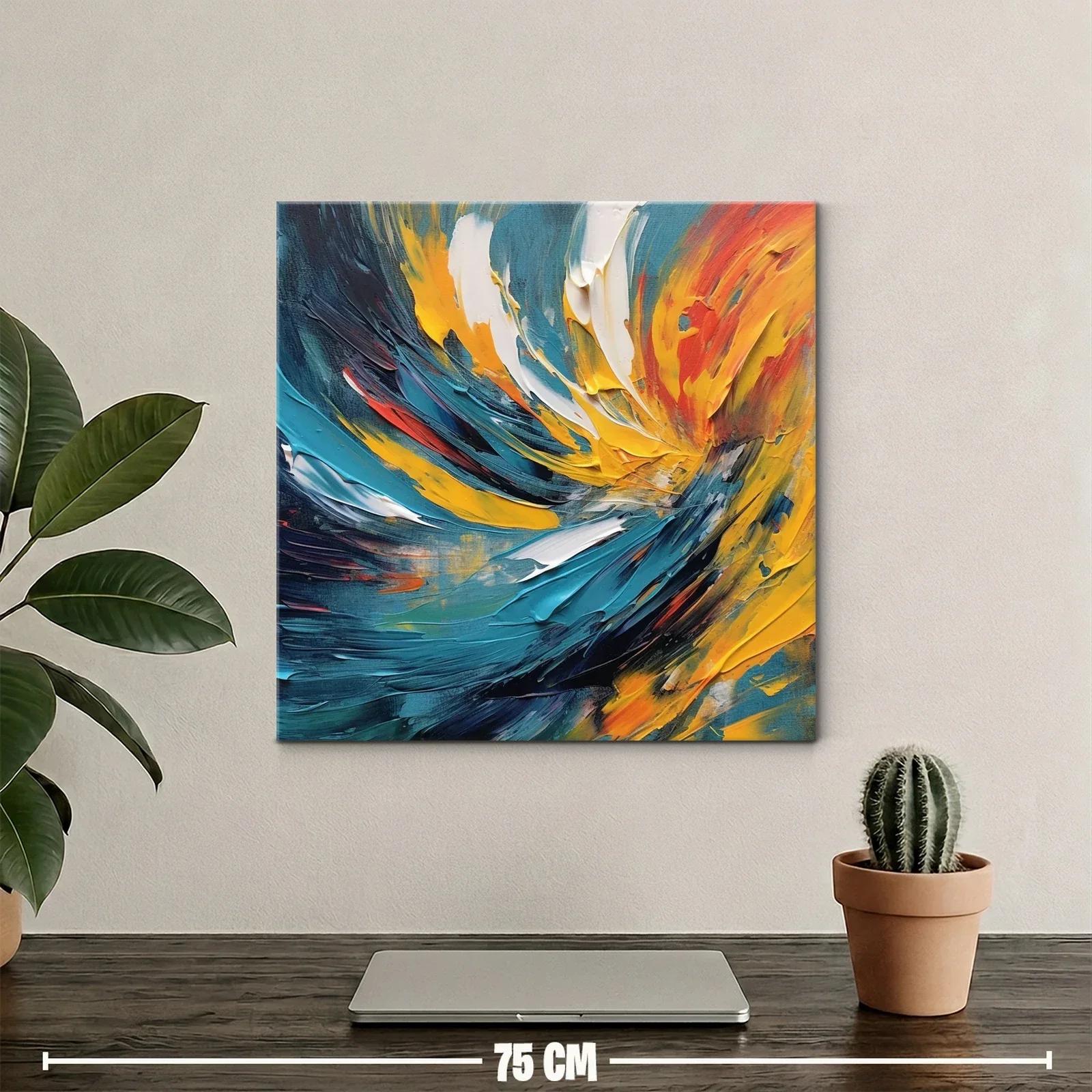 Cuadro abstracto con energéticos toques amarillos y azules — miniatura 2