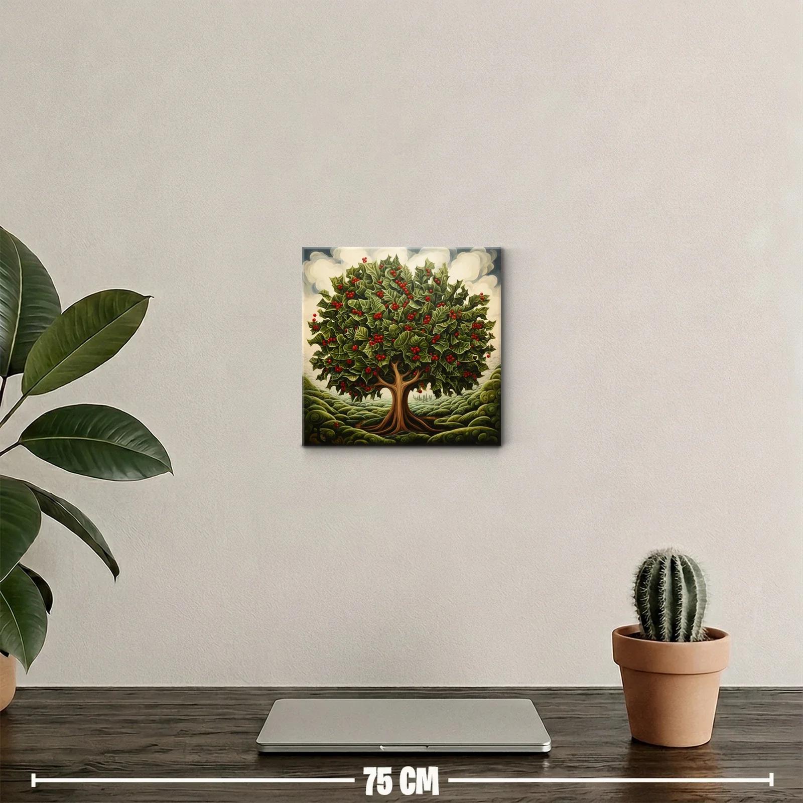 Árbol frondoso con hojas verdes y frutos rojos vibrantes — miniatura 2