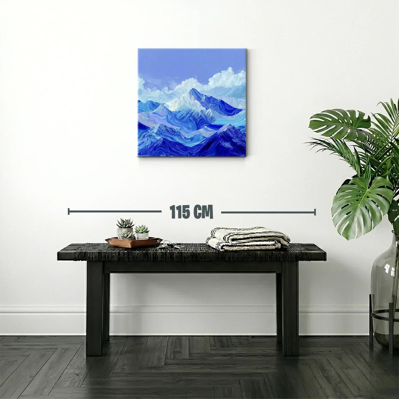 Montañas azules con texturas onduladas y cielo nublado — miniatura 2
