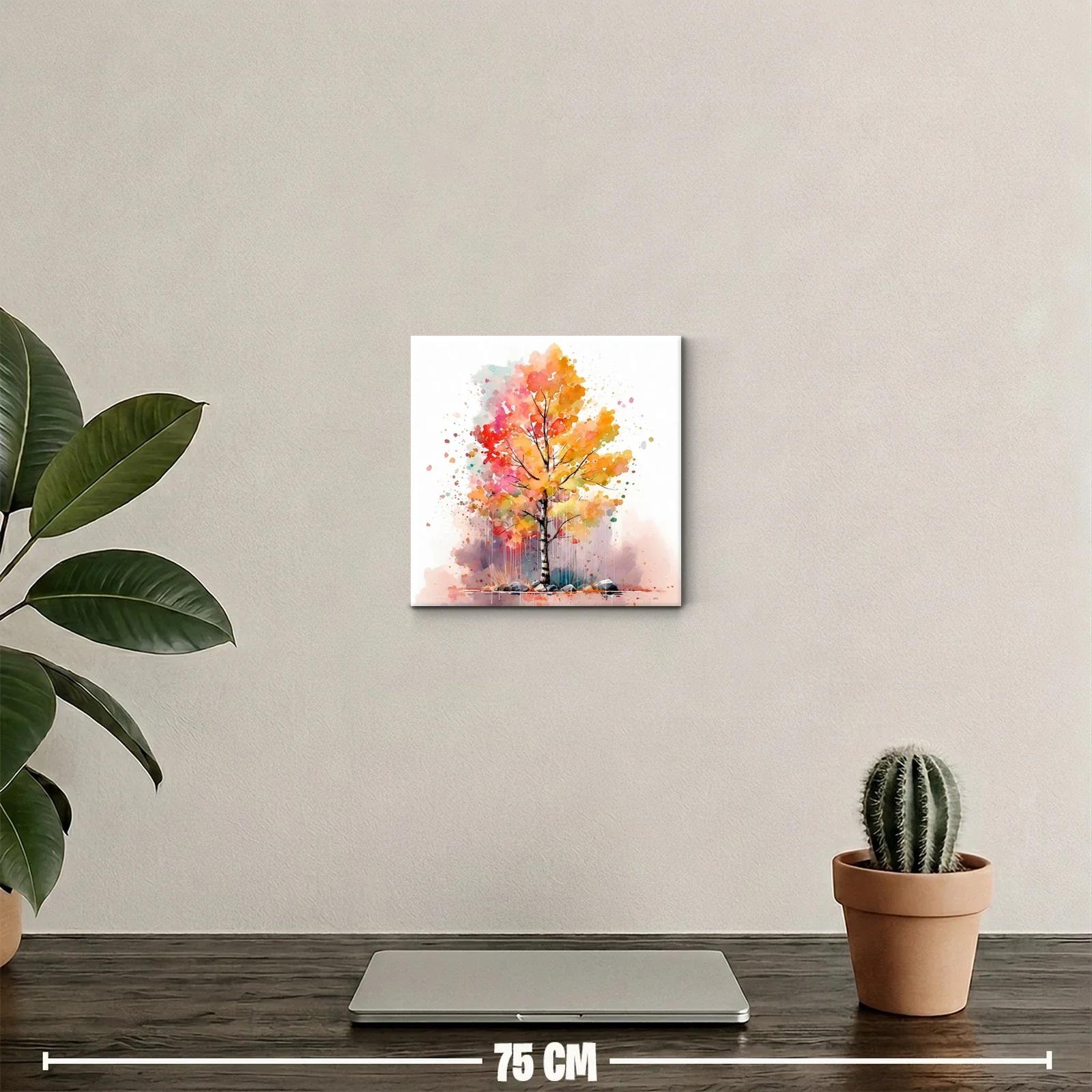 Árbol vibrante con tonos cálidos y contrastes suaves — miniatura 2