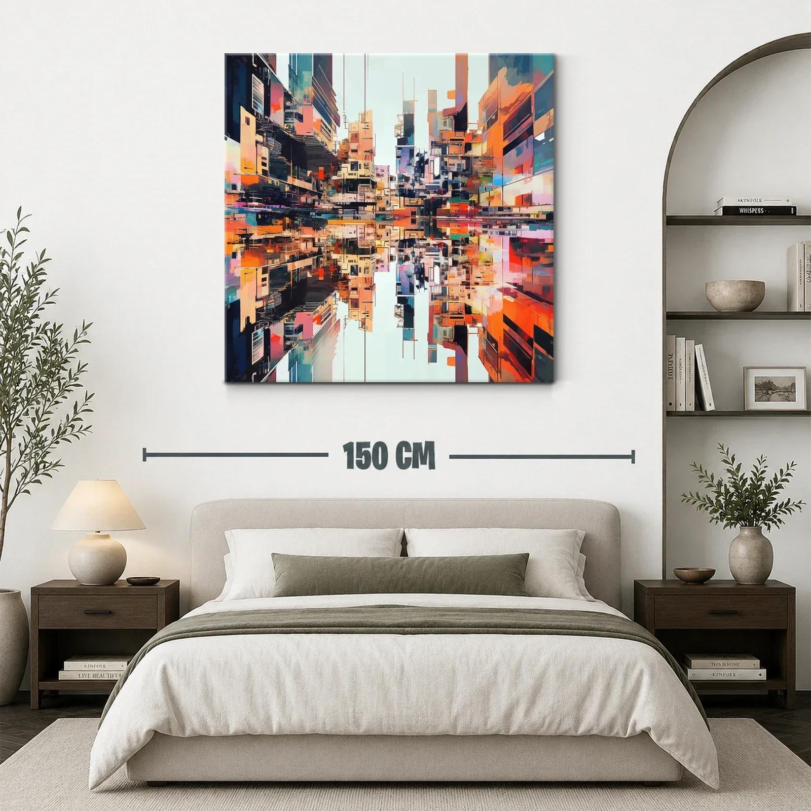 Arte urbano vibrante con reflejos y arquitectura moderna — miniatura 3