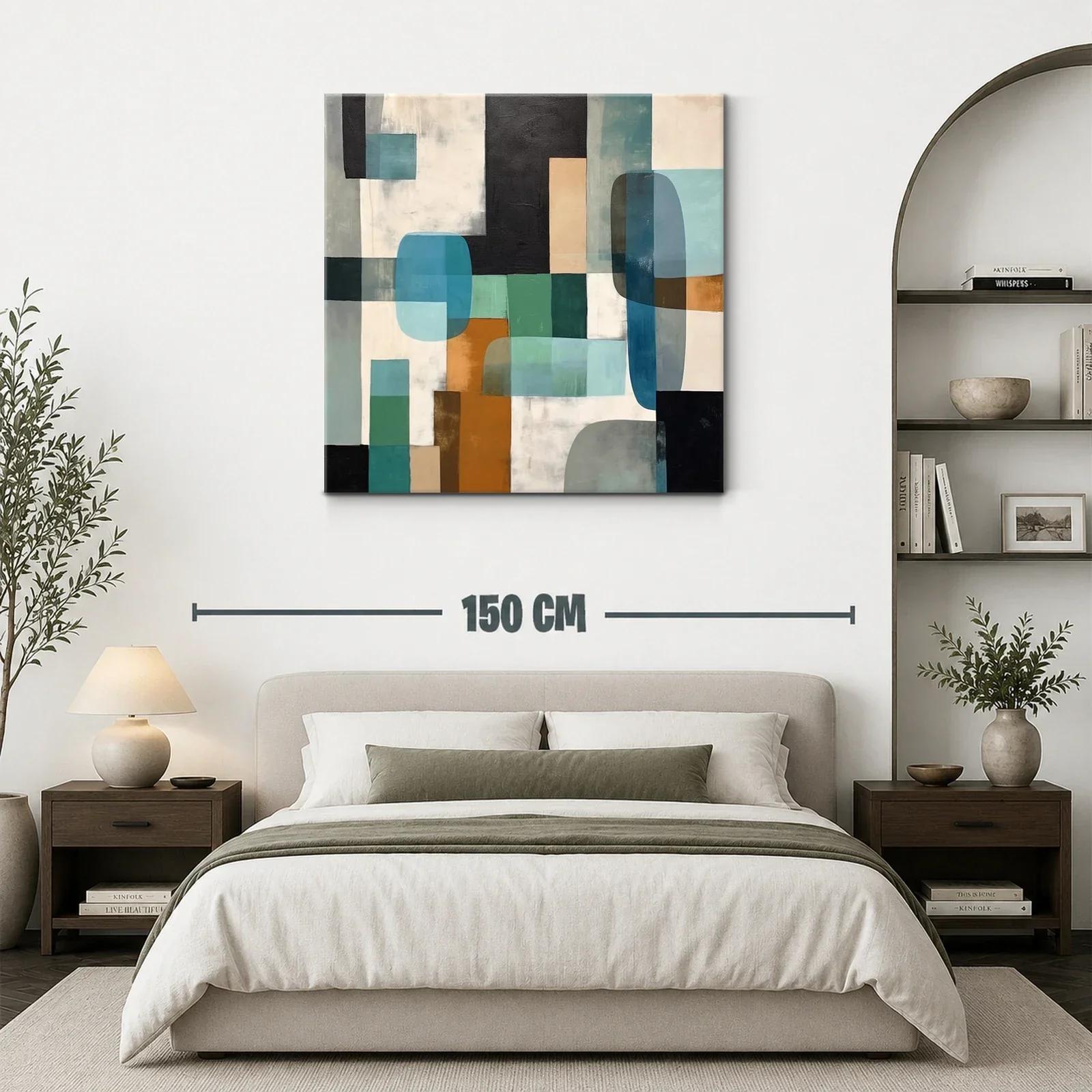 Composición abstracta con formas geométricas y tonos tierra y azules — miniatura 3