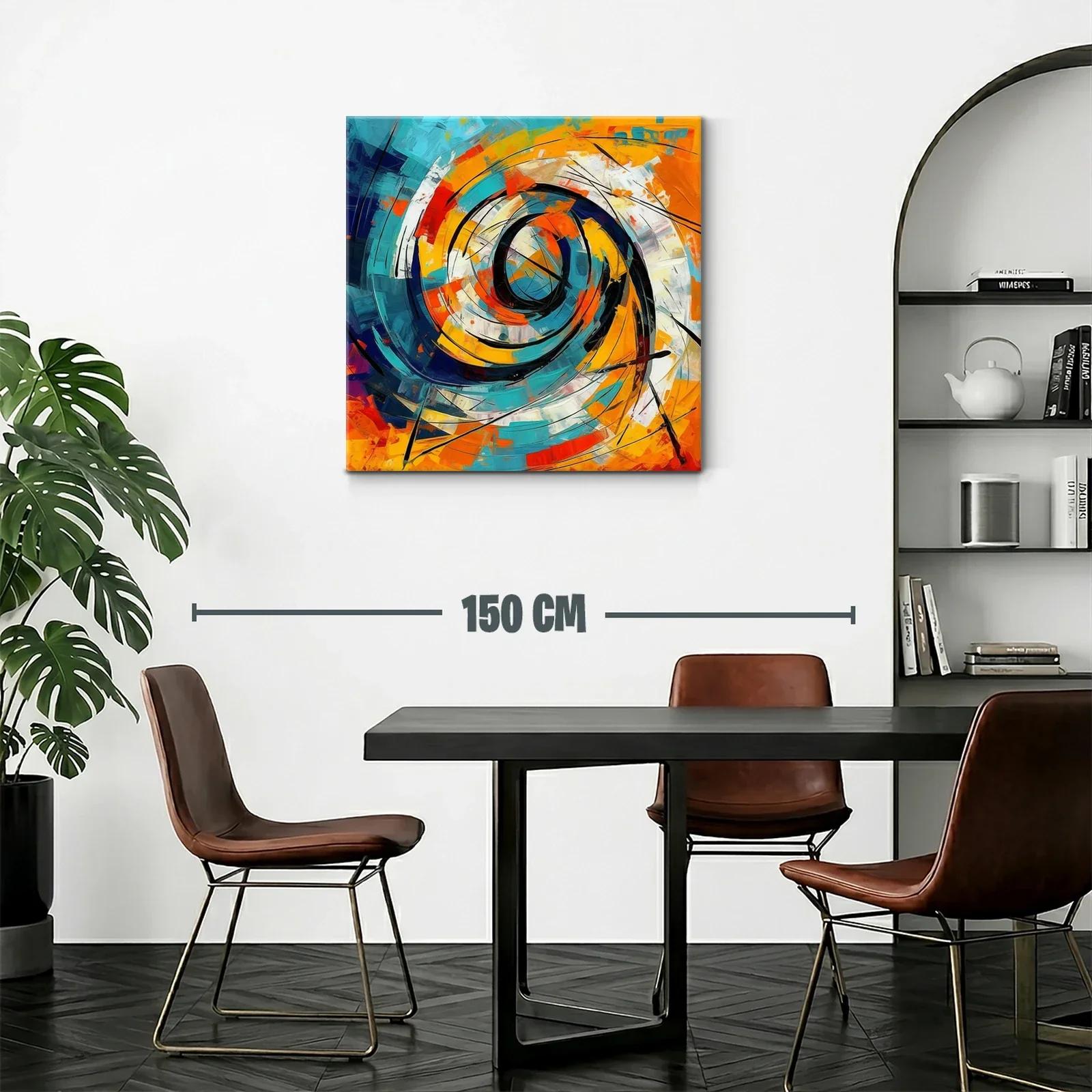 Cuadro abstracto con espiral dinámico y tonos vibrantes — miniatura 2