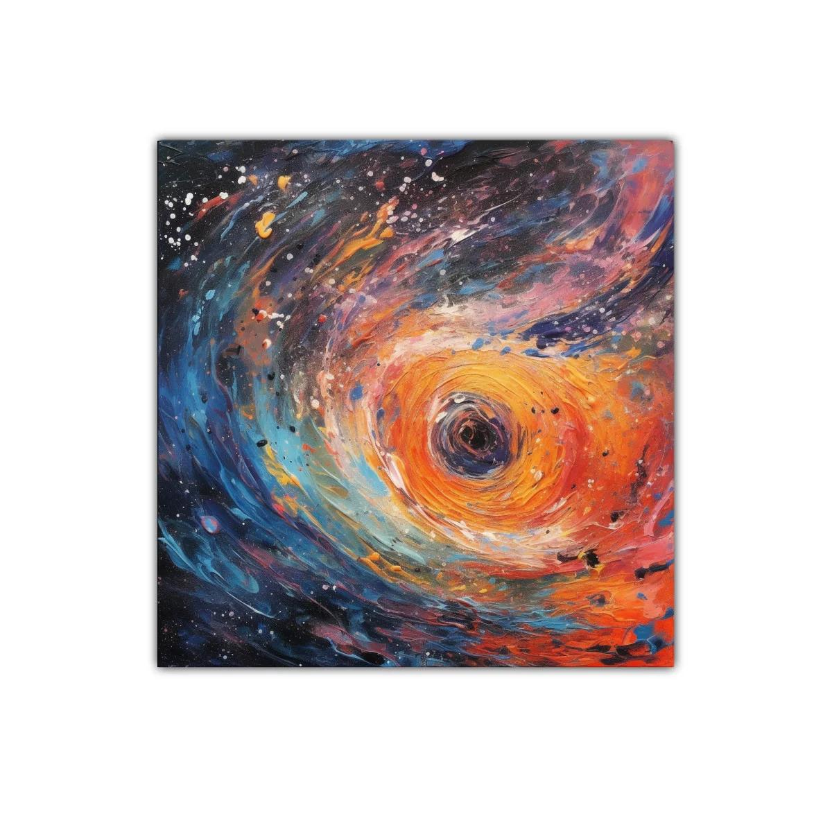 Cuadro vibrante con espiral cósmica de colores intensos