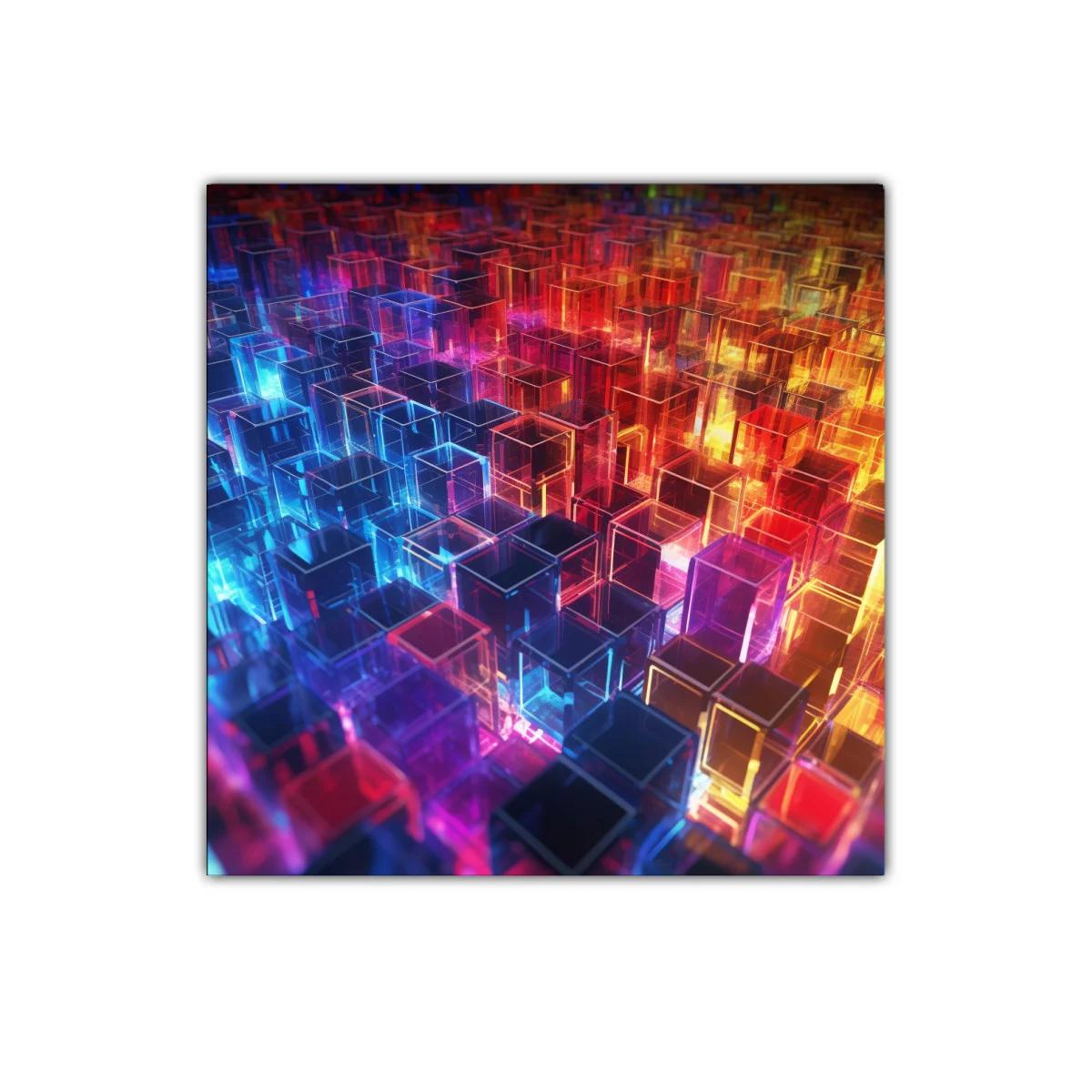 Geometría vibrante en cubos de cristal de colores intensos