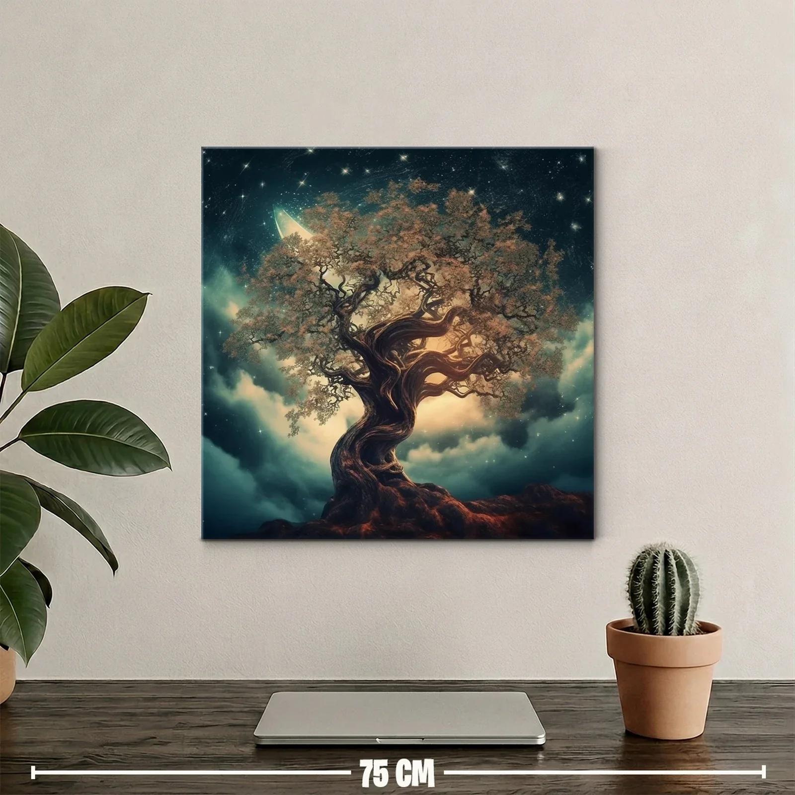 Árbol Fantástico bajo un Cielo Estrellado Nocturno — miniatura 2