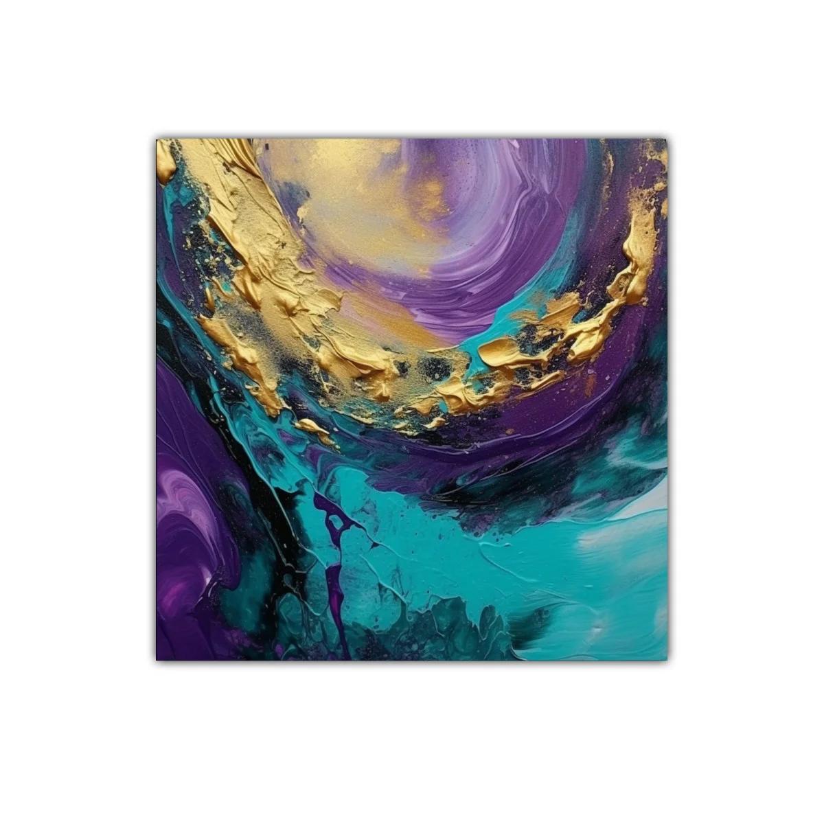Explosión de color abstracta en tonos turquesa y dorado