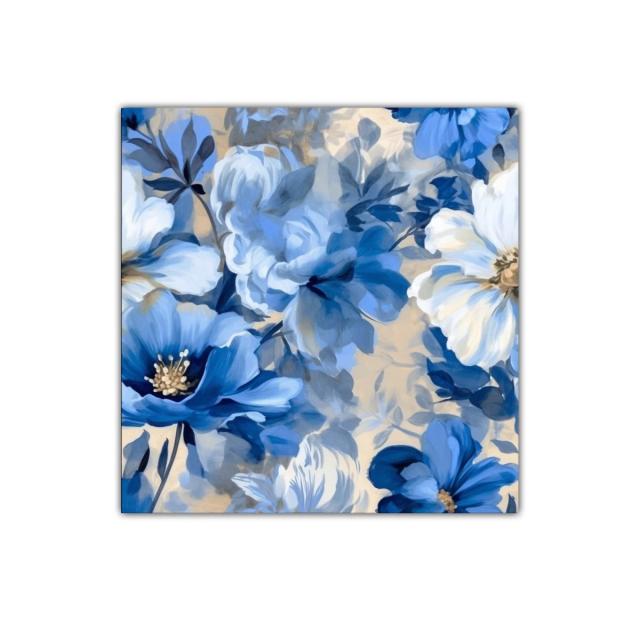 Inspirador cuadro floral en tonos azules y beige para decoración